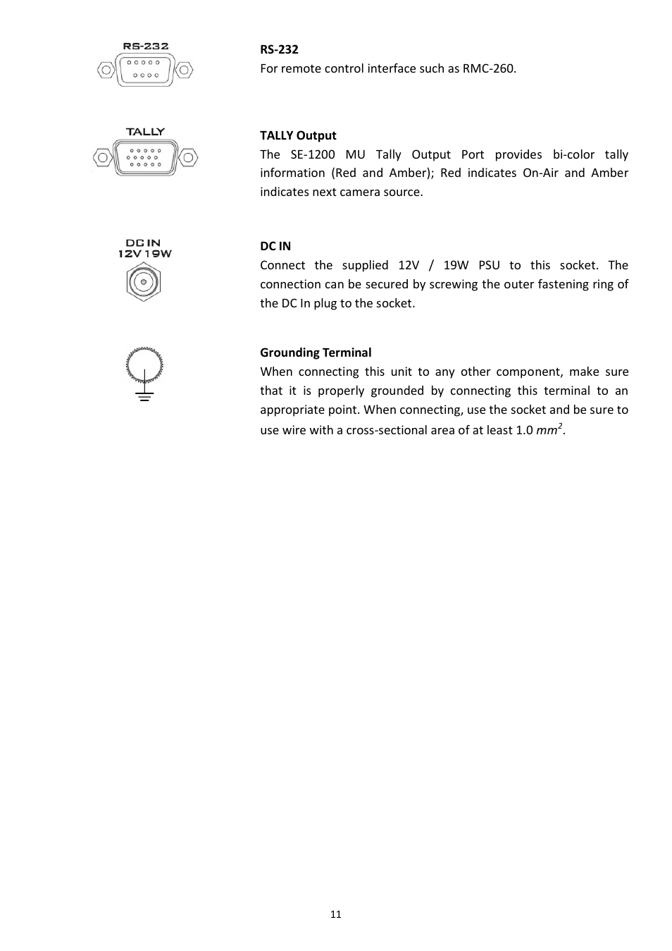 Datavideo SE-1200MU 6-Input Switcher and RMC-260 Controller Bundle User Manual | Page 11 / 90