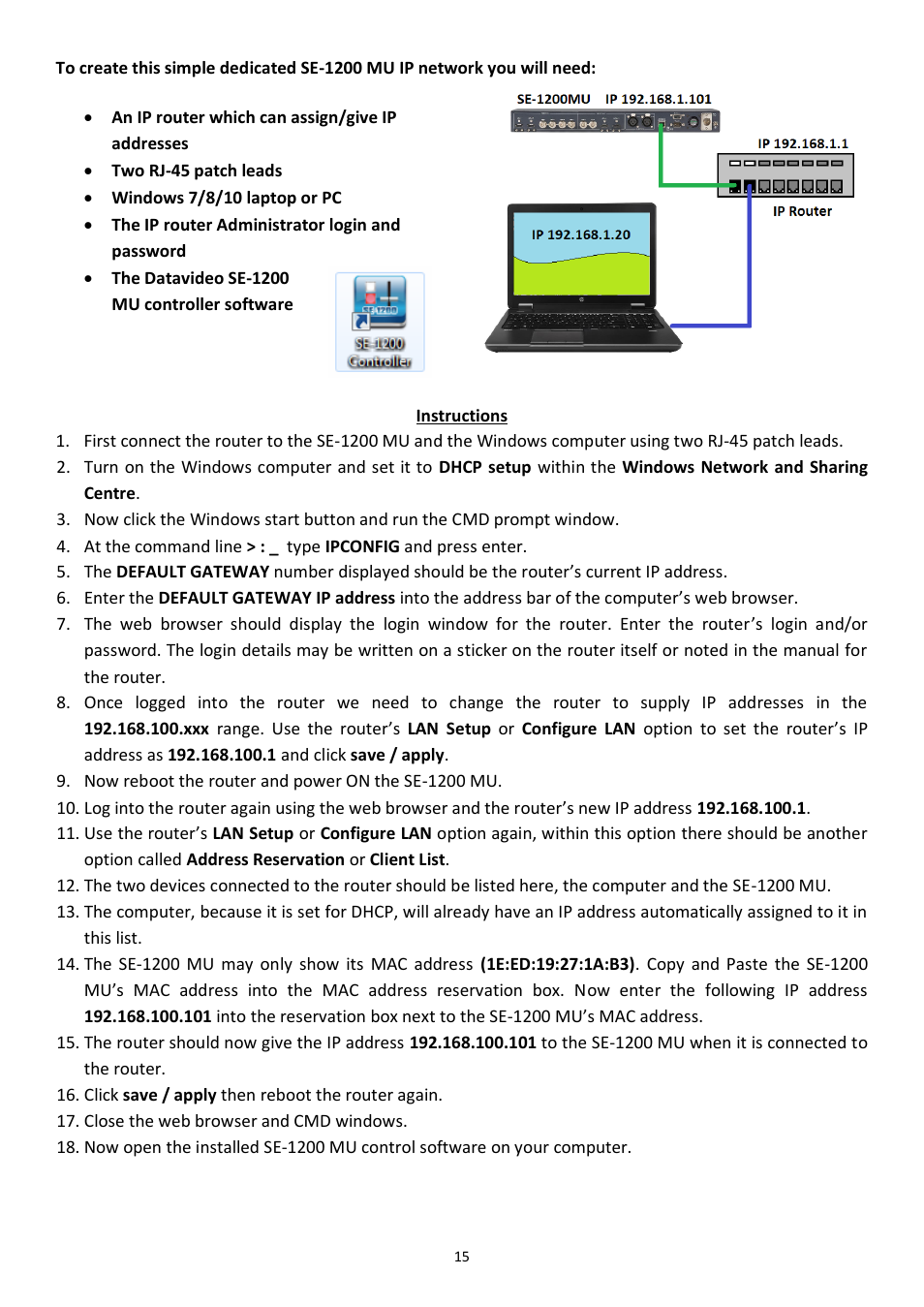 Datavideo SE-1200MU 6-Input Switcher and RMC-260 Controller Bundle User Manual | Page 15 / 90