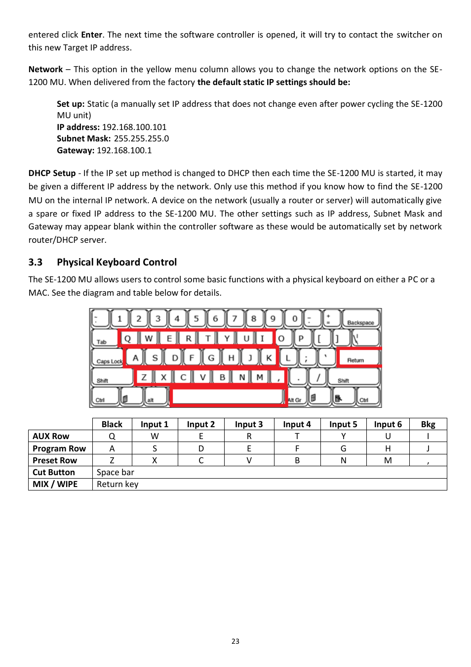 3 physical keyboard control, Hysical, Eyboard | Ontrol | Datavideo SE-1200MU 6-Input Switcher and RMC-260 Controller Bundle User Manual | Page 23 / 90