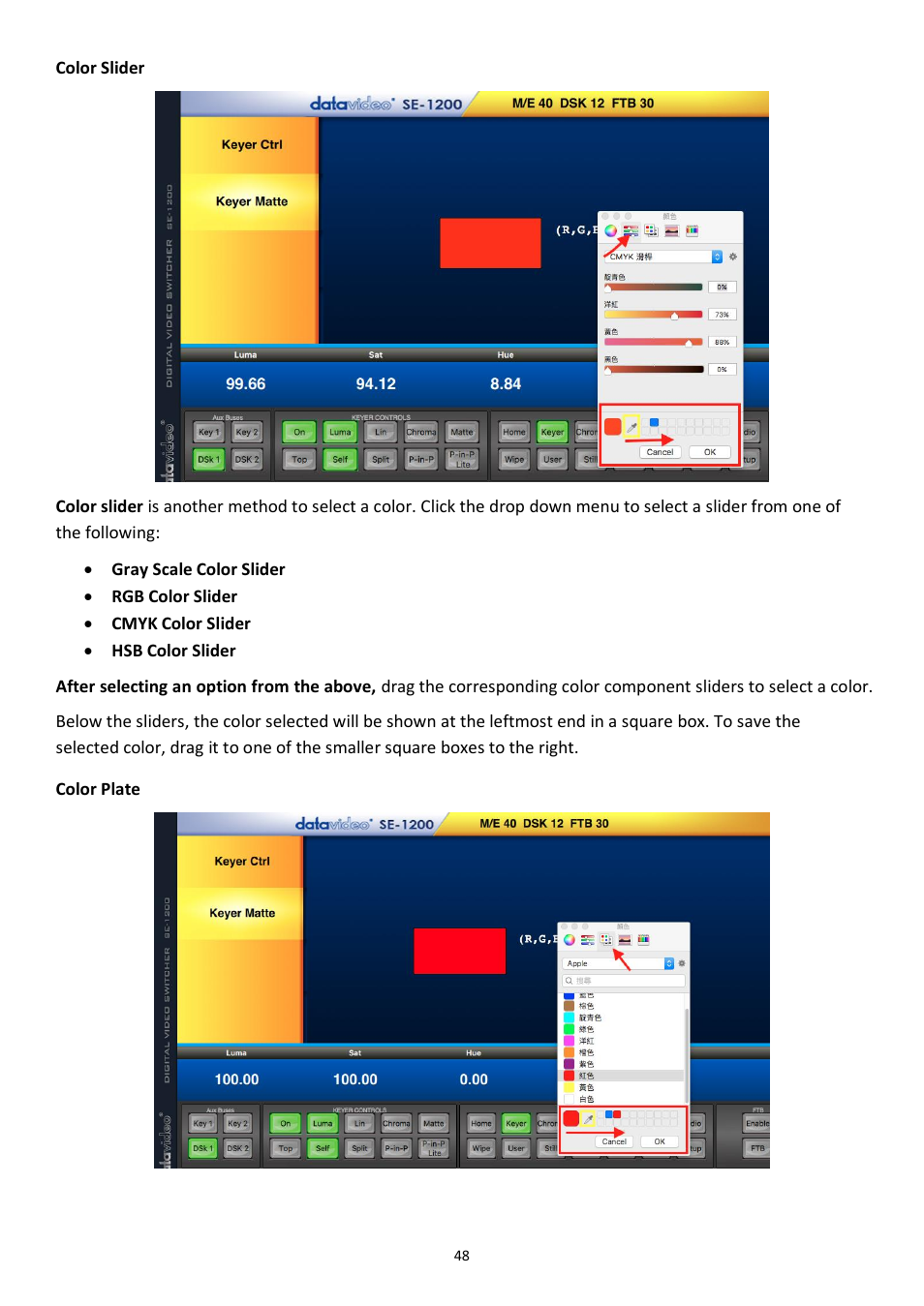 Datavideo SE-1200MU 6-Input Switcher and RMC-260 Controller Bundle User Manual | Page 48 / 90