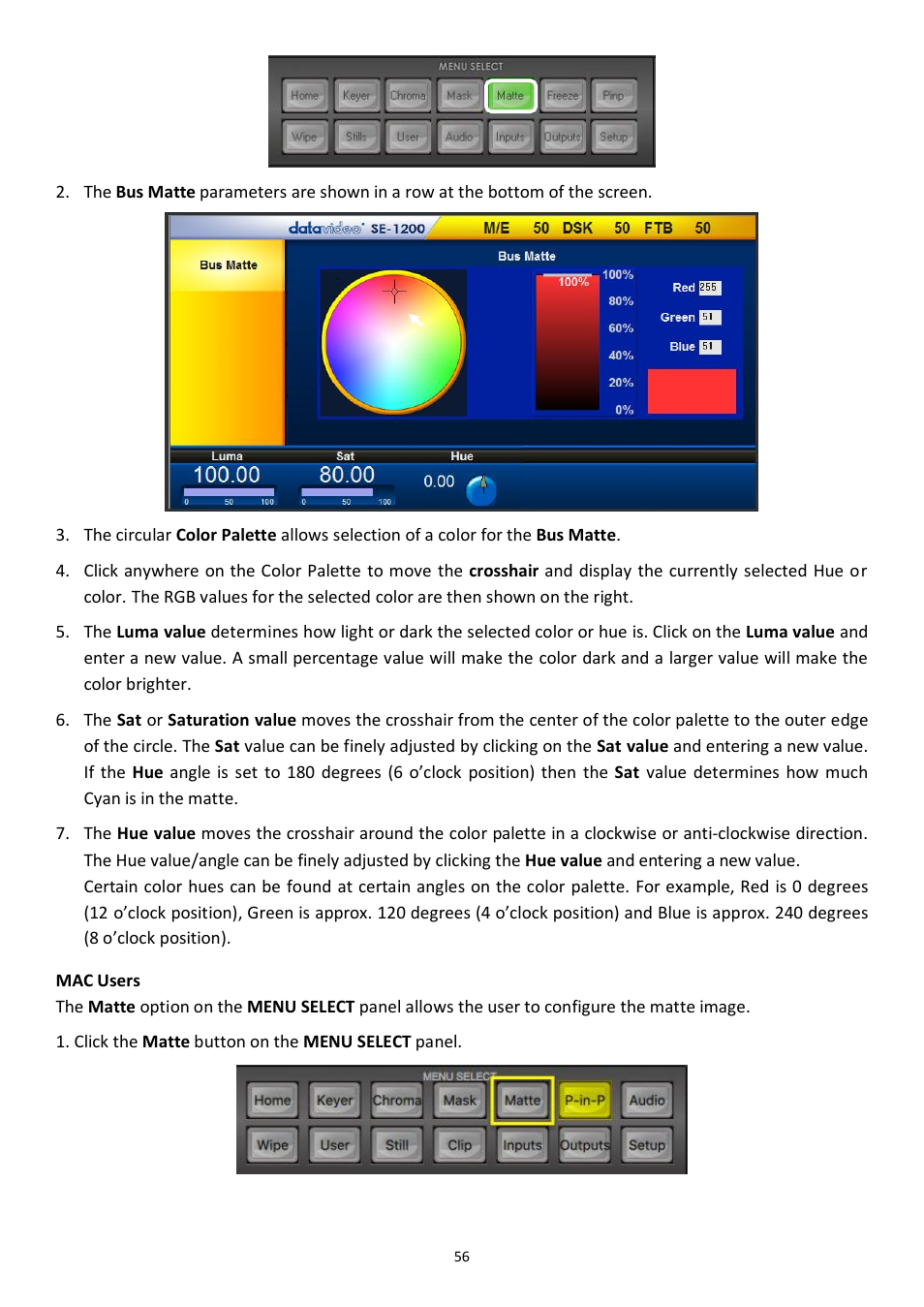 Datavideo SE-1200MU 6-Input Switcher and RMC-260 Controller Bundle User Manual | Page 56 / 90
