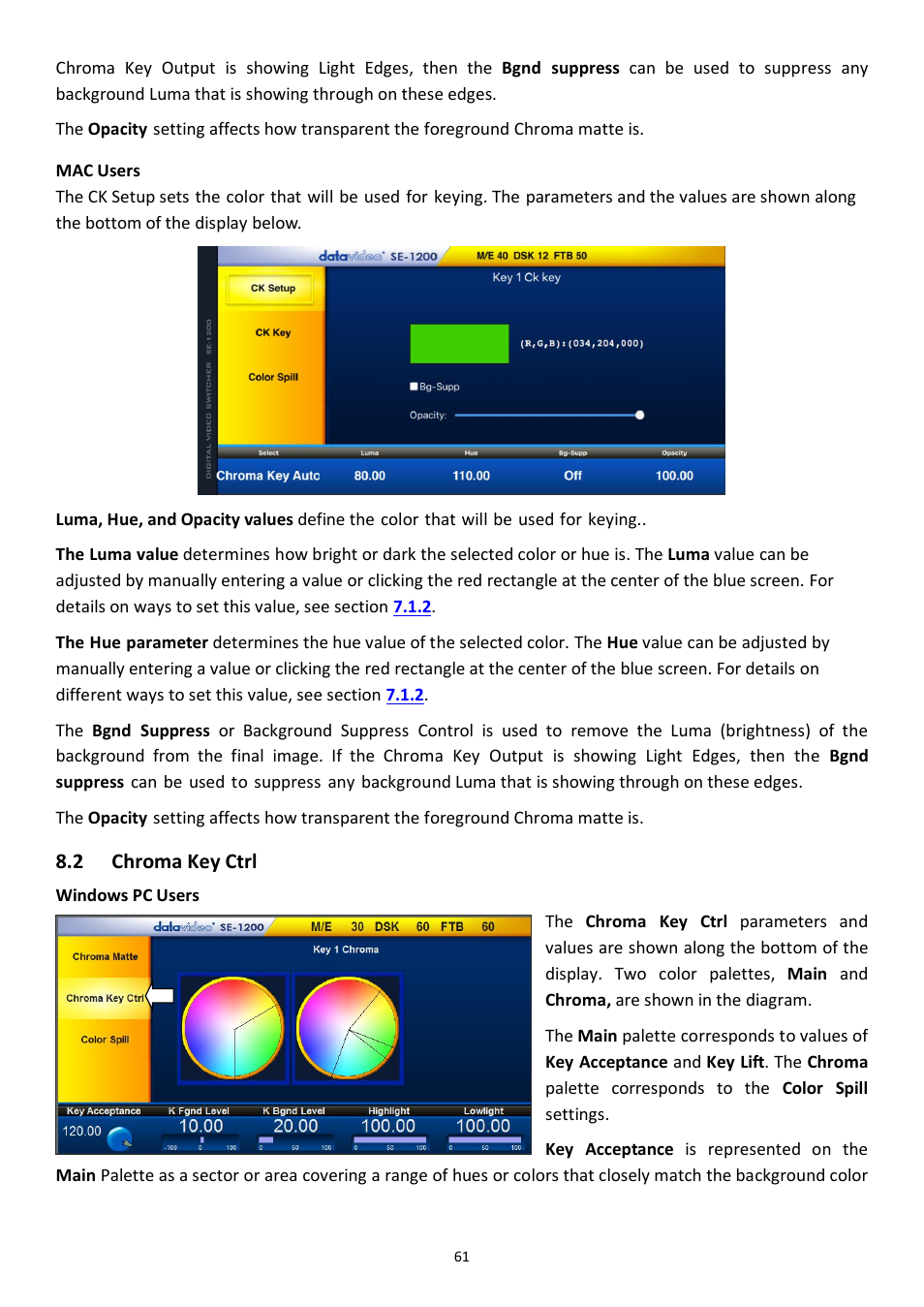 2 chroma key ctrl, Hroma | Datavideo SE-1200MU 6-Input Switcher and RMC-260 Controller Bundle User Manual | Page 61 / 90