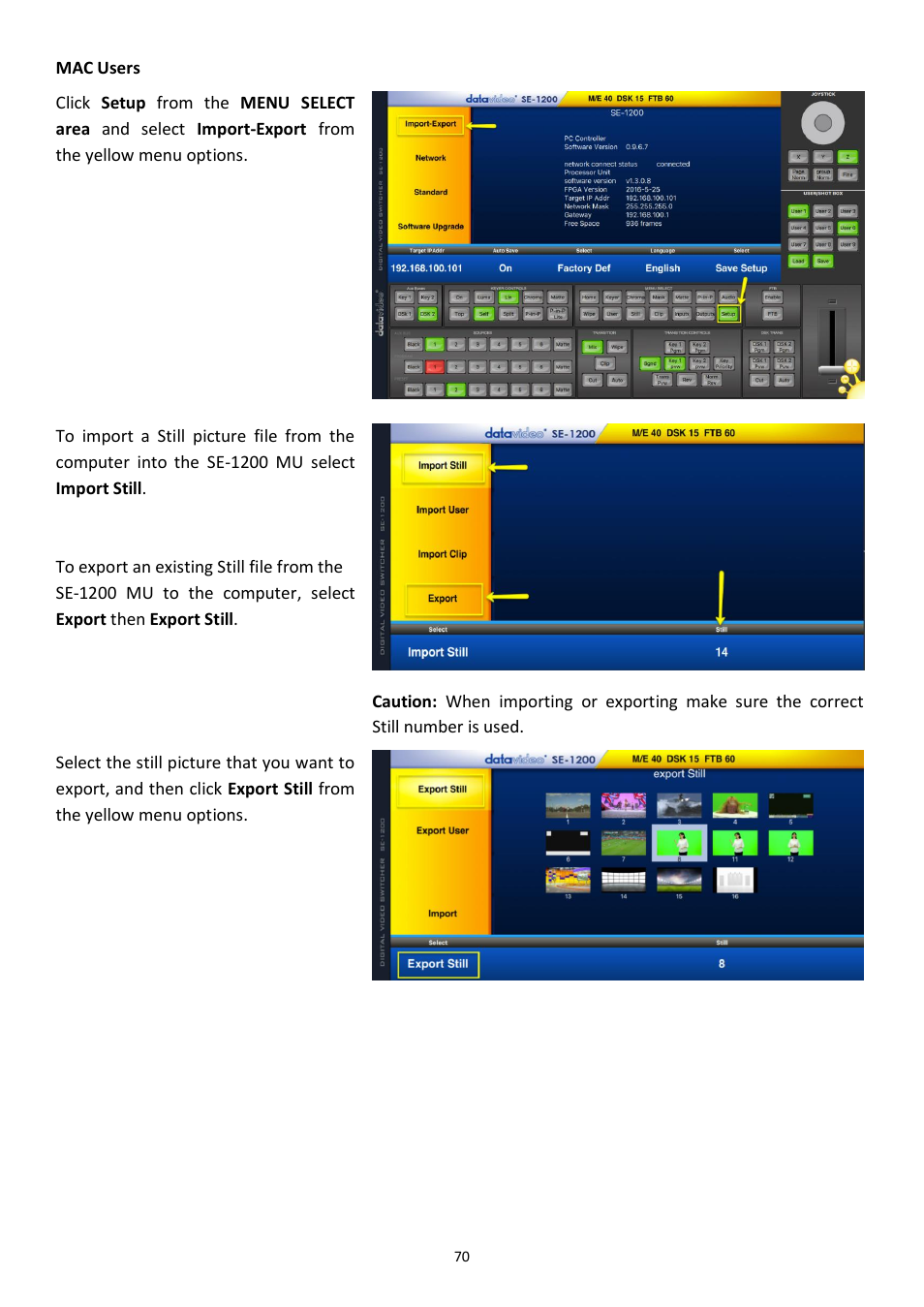 Datavideo SE-1200MU 6-Input Switcher and RMC-260 Controller Bundle User Manual | Page 70 / 90