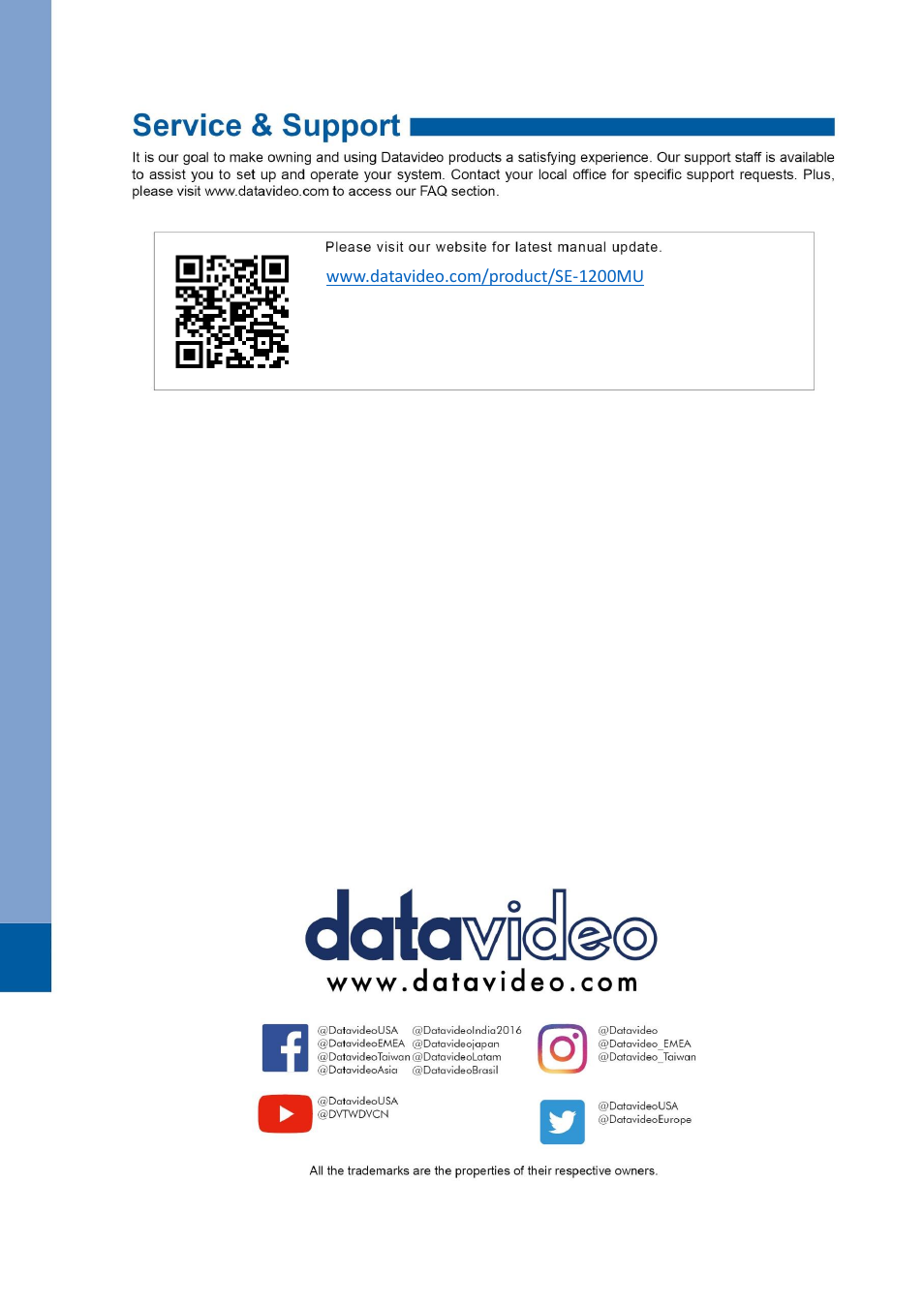 Datavideo SE-1200MU 6-Input Switcher and RMC-260 Controller Bundle User Manual | Page 90 / 90