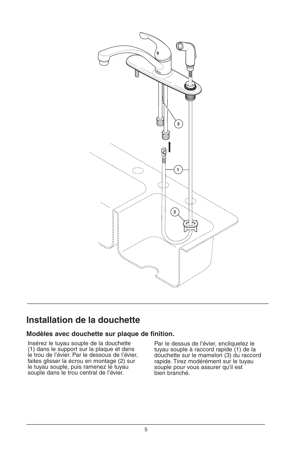 Installation de la douchette | Delta Model 400 User Manual | Page 25 / 40