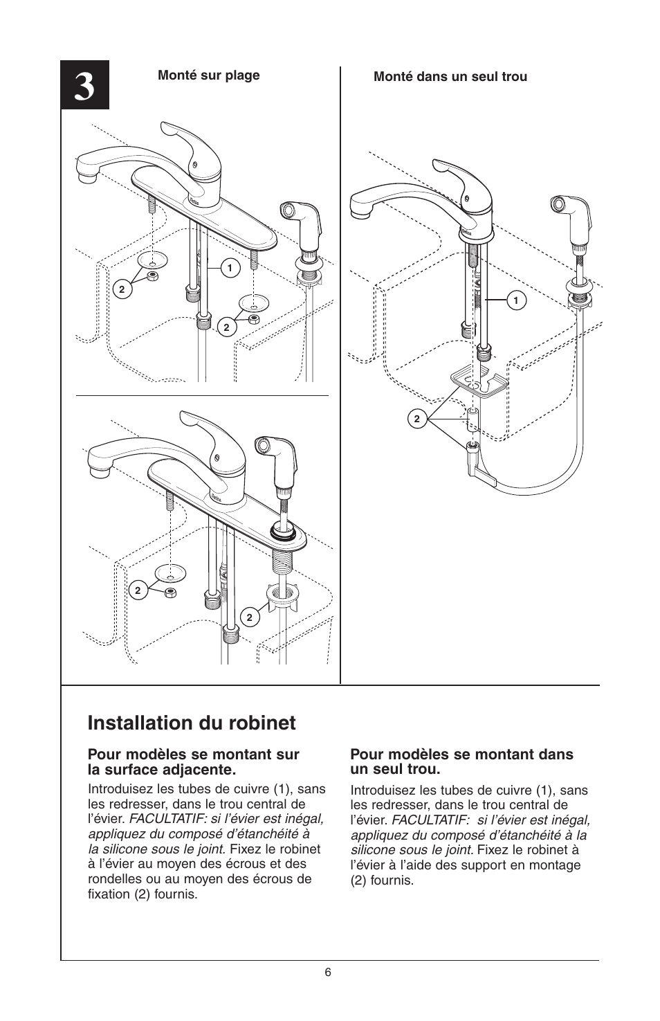 Installation du robinet | Delta Model 400 User Manual | Page 26 / 40