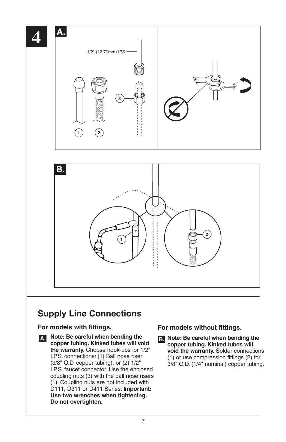 A. b, Supply line connections | Delta Model 400 User Manual | Page 7 / 40