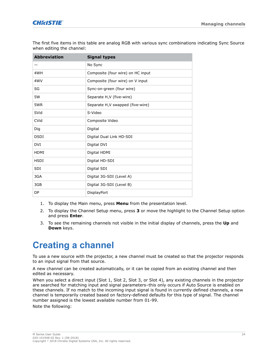 Creating a channel | Christie M Series WU14K-M WUXGA 3DLP Projector (No Lens) User Manual | Page 24 / 89