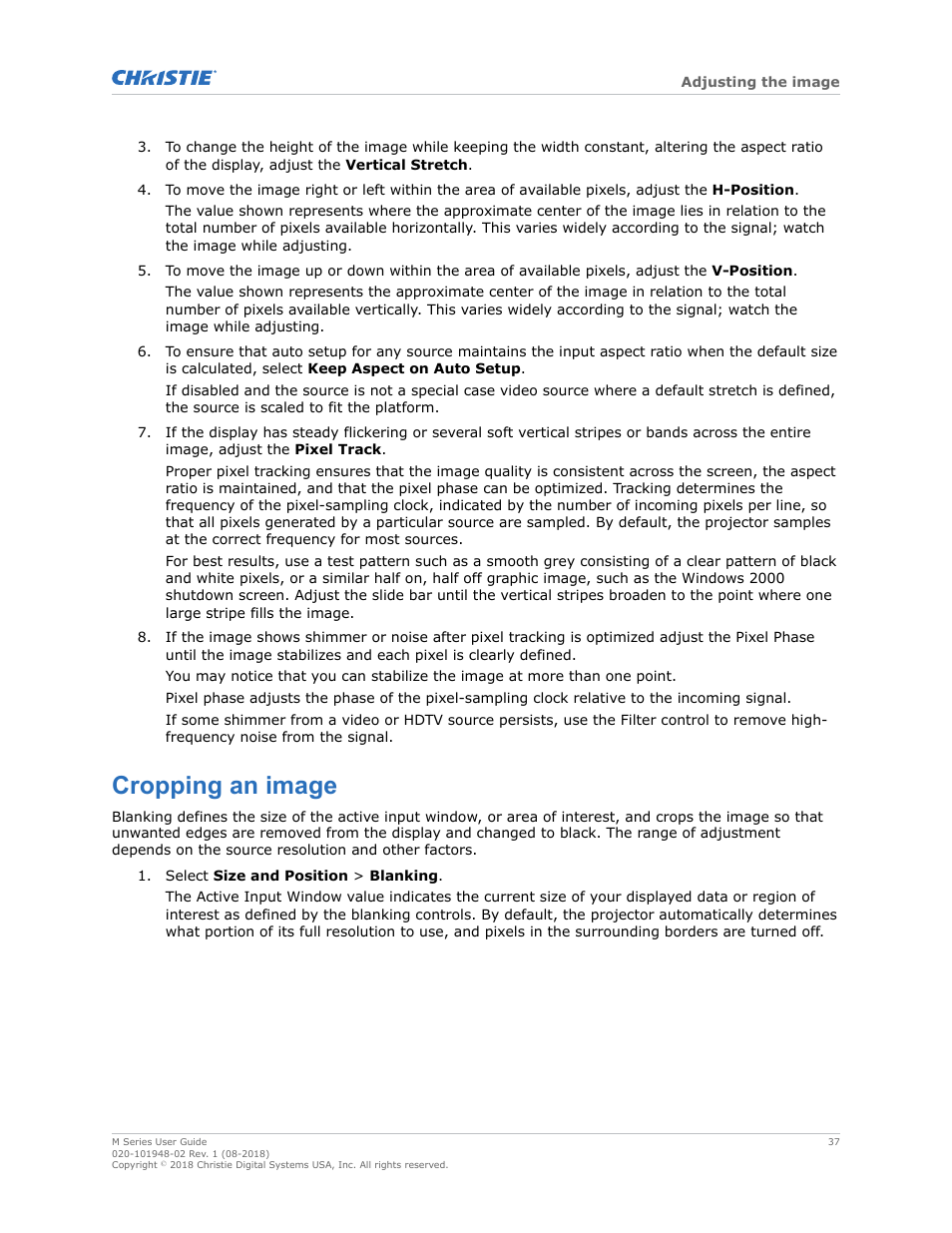 Cropping an image | Christie M Series WU14K-M WUXGA 3DLP Projector (No Lens) User Manual | Page 37 / 89