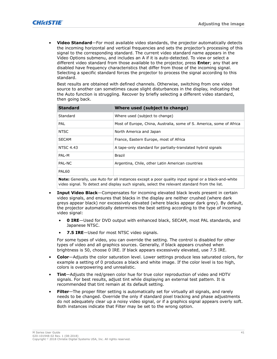 Christie M Series WU14K-M WUXGA 3DLP Projector (No Lens) User Manual | Page 41 / 89