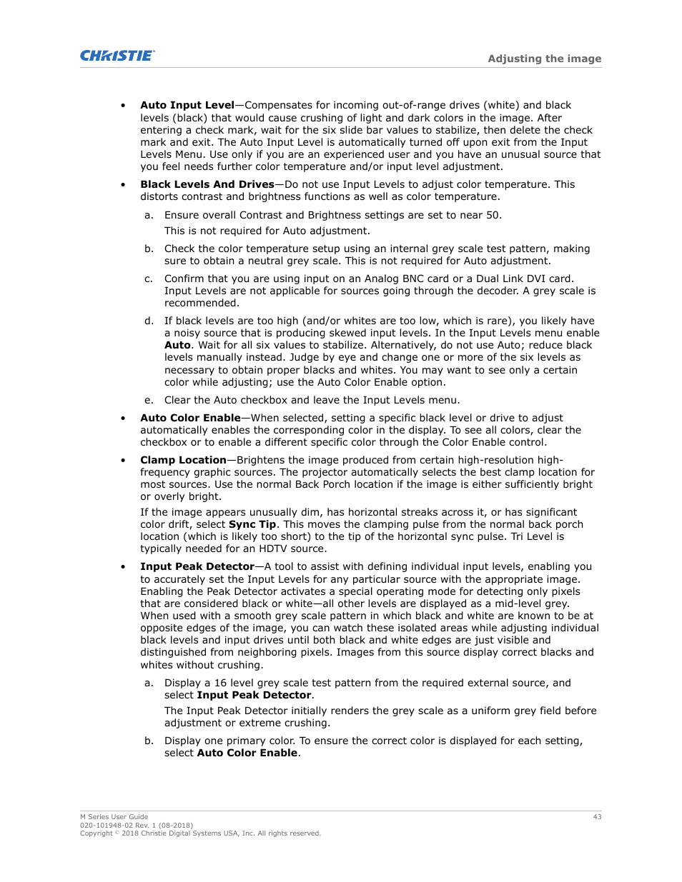 Christie M Series WU14K-M WUXGA 3DLP Projector (No Lens) User Manual | Page 43 / 89