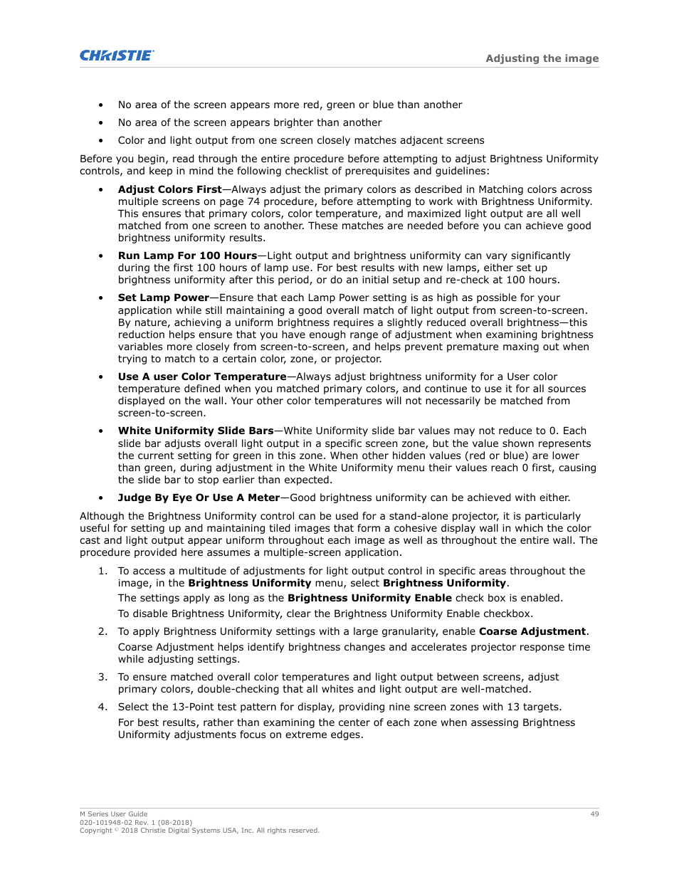 Christie M Series WU14K-M WUXGA 3DLP Projector (No Lens) User Manual | Page 49 / 89