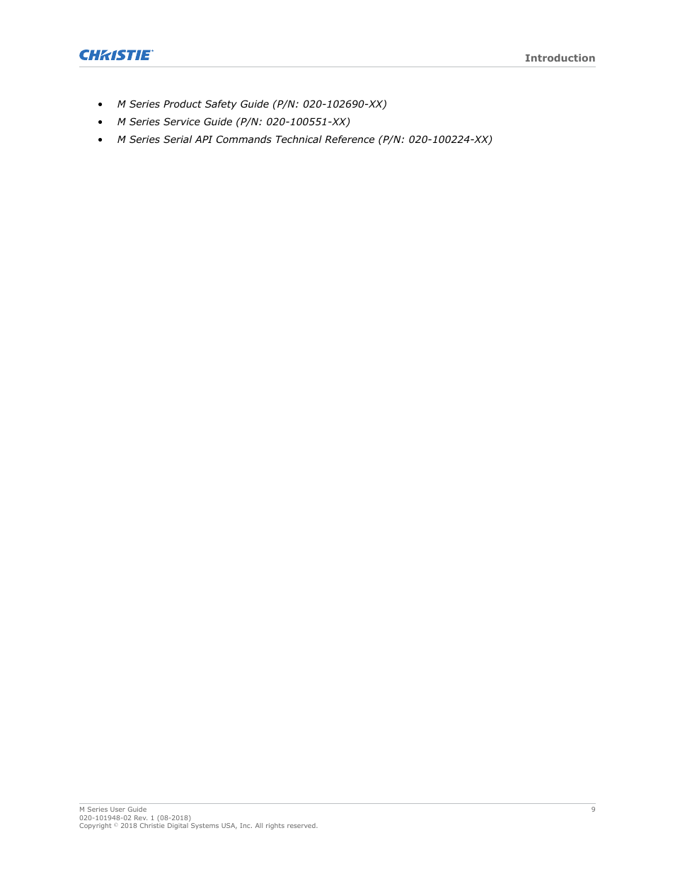 Christie M Series WU14K-M WUXGA 3DLP Projector (No Lens) User Manual | Page 9 / 89