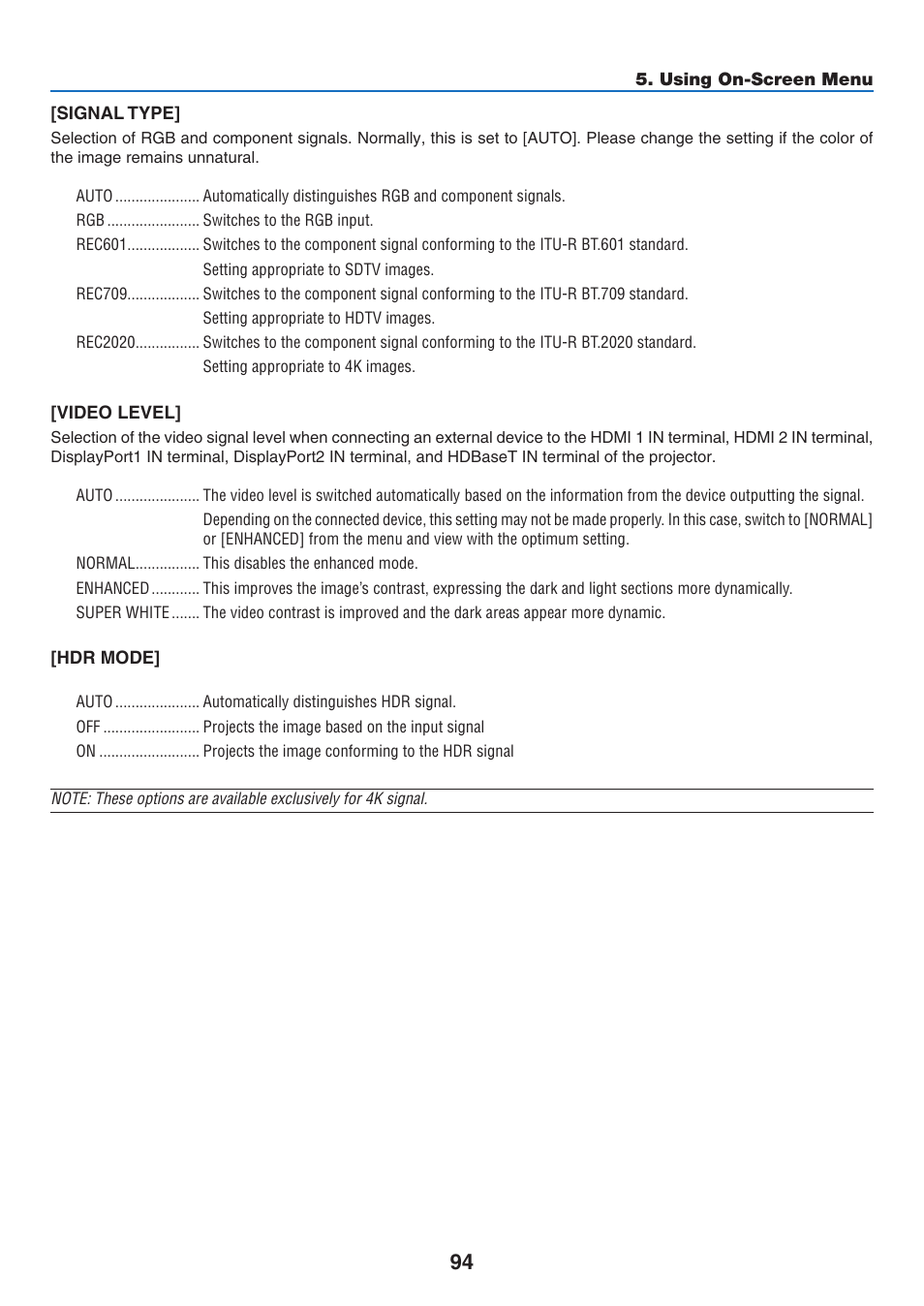 NEC 40,000-Lumen 4K Laser Installation Projector User Manual | Page 111 / 192