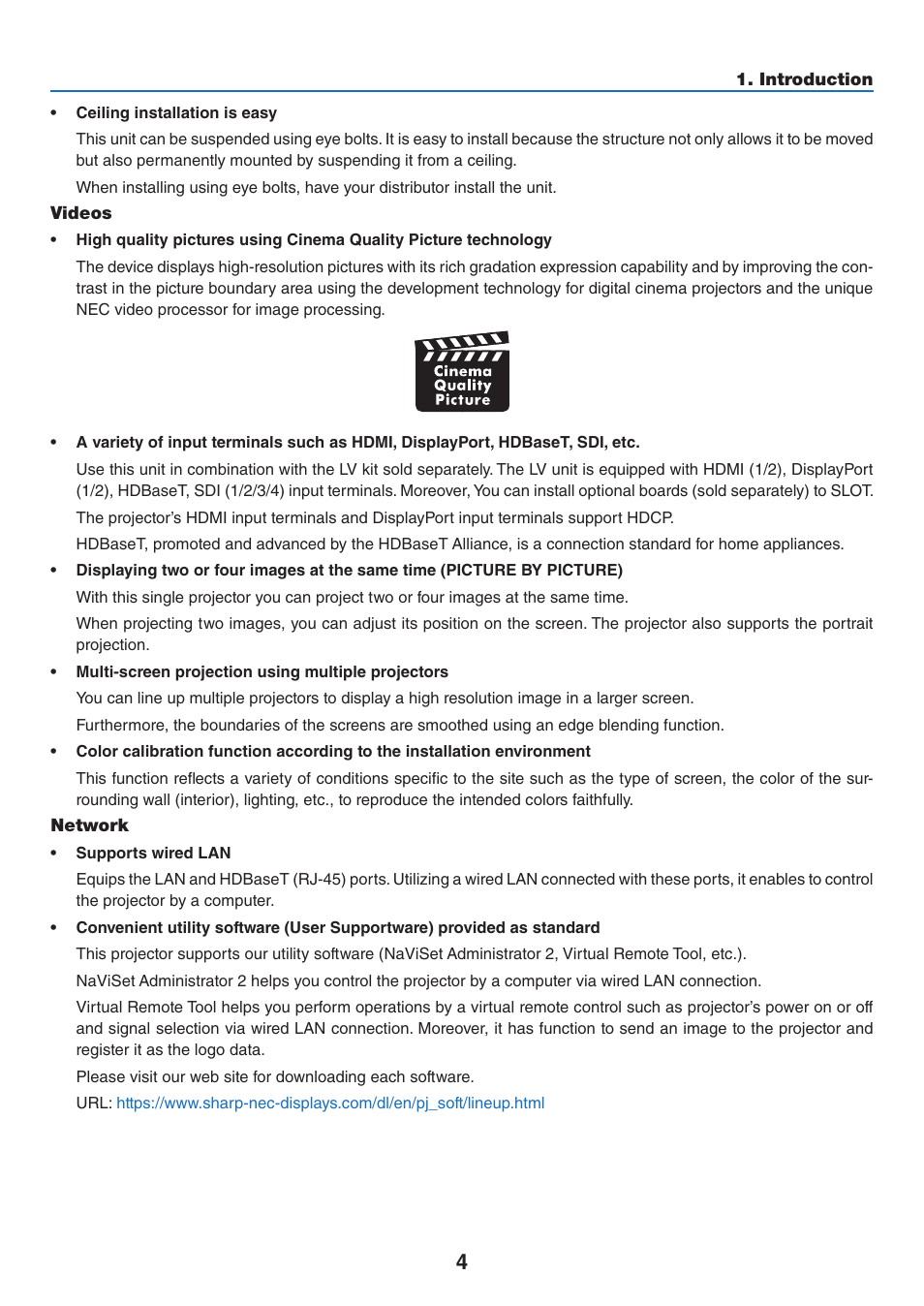 NEC 40,000-Lumen 4K Laser Installation Projector User Manual | Page 21 / 192