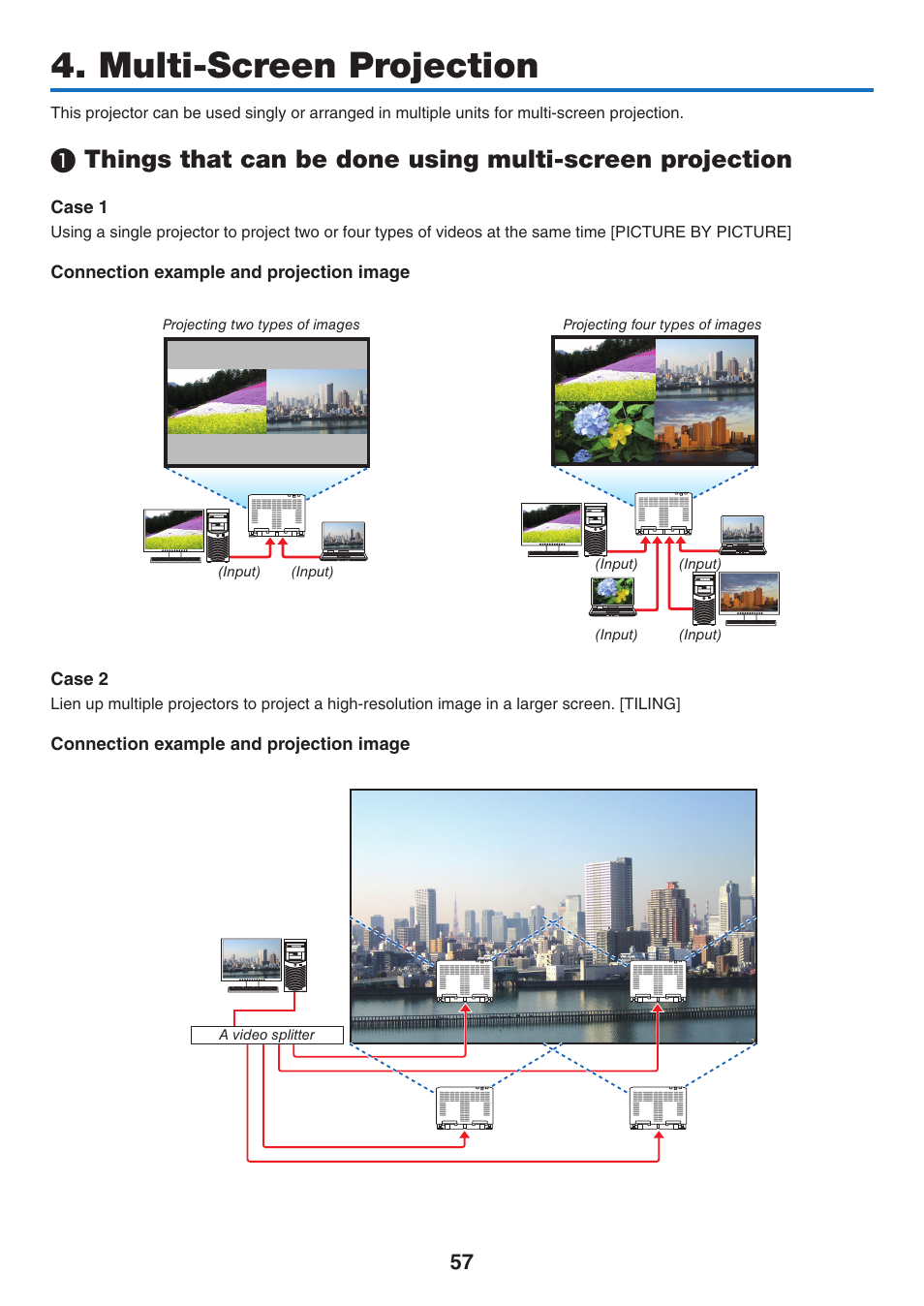 Multi-screen projection | NEC 40,000-Lumen 4K Laser Installation Projector User Manual | Page 74 / 192