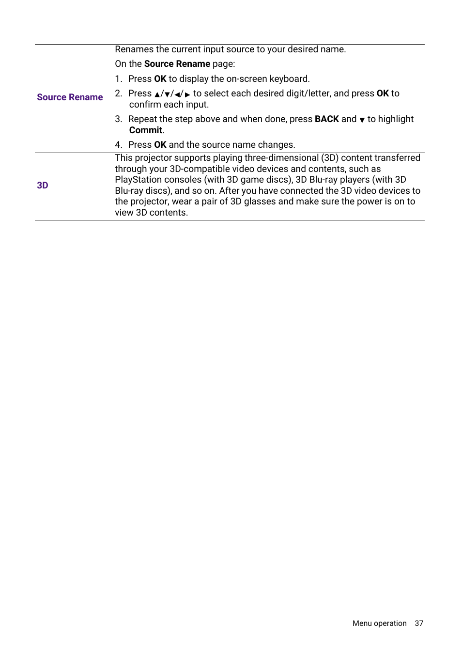 BenQ LH730 4000-Lumen Full HD LED DLP Projector User Manual | Page 37 / 54