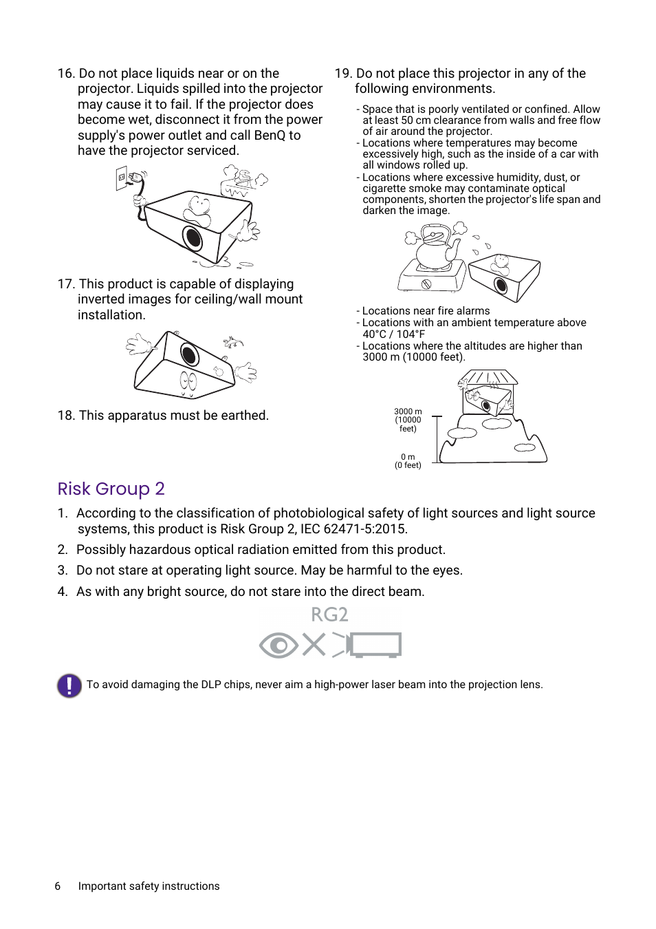 Risk group 2 | BenQ LH730 4000-Lumen Full HD LED DLP Projector User Manual | Page 6 / 54