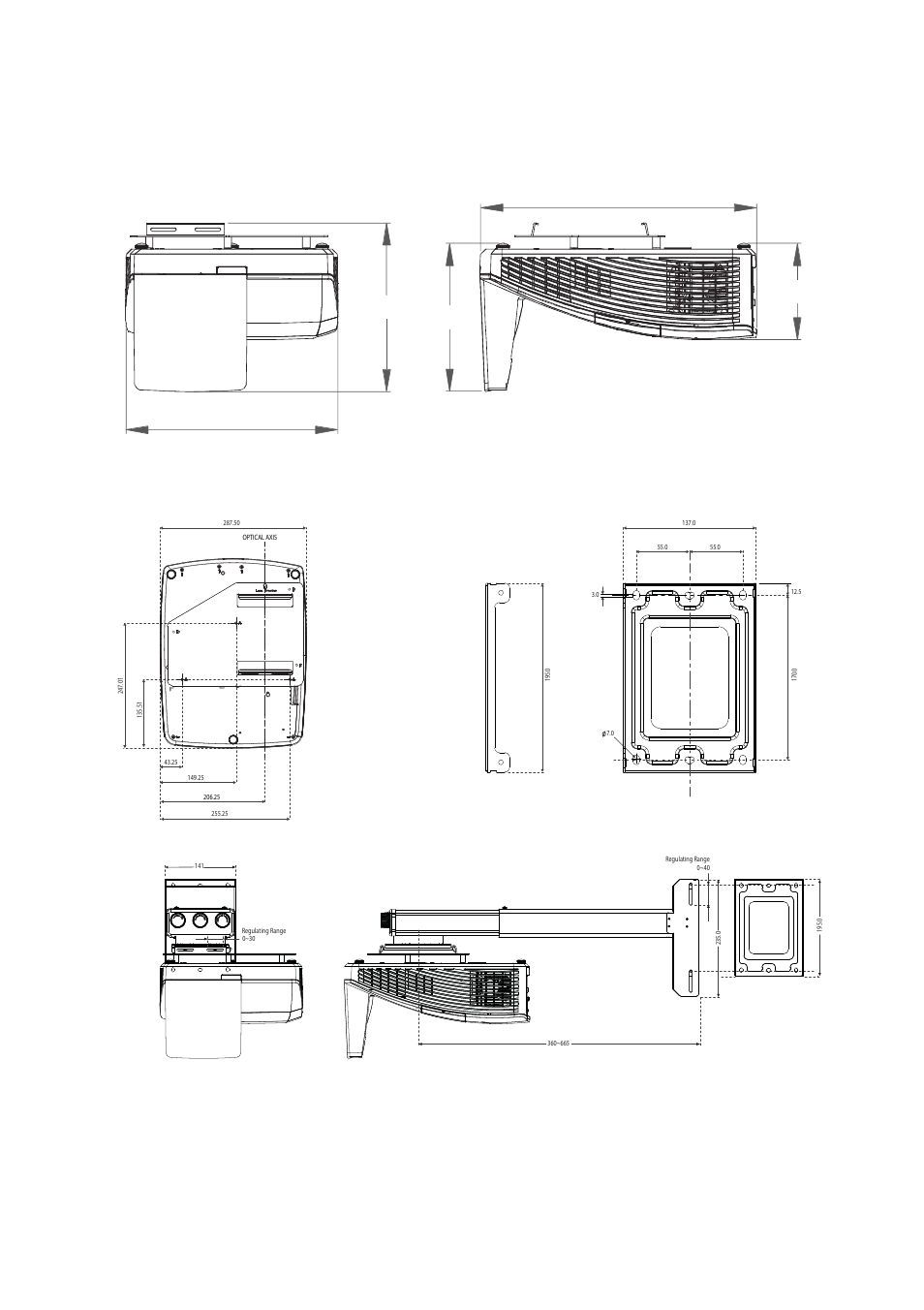 Dimensions, Positioning your projector 21 | BenQ MW855UST+ 3500-Lumen WXGA Ultra-Short Throw DLP Projector User Manual | Page 21 / 77