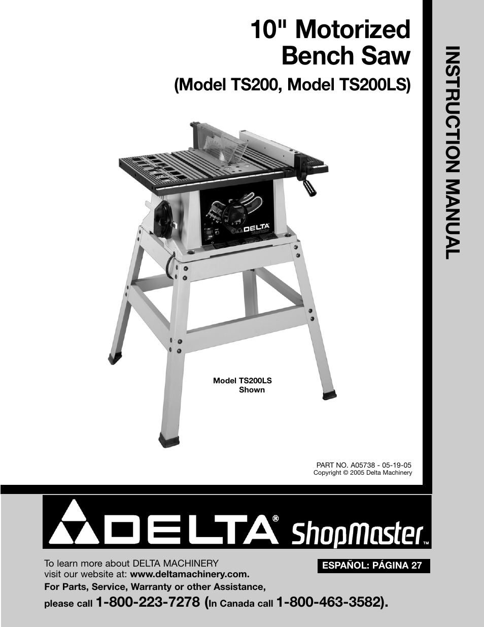 Delta ts200ls User Manual | 27 pages