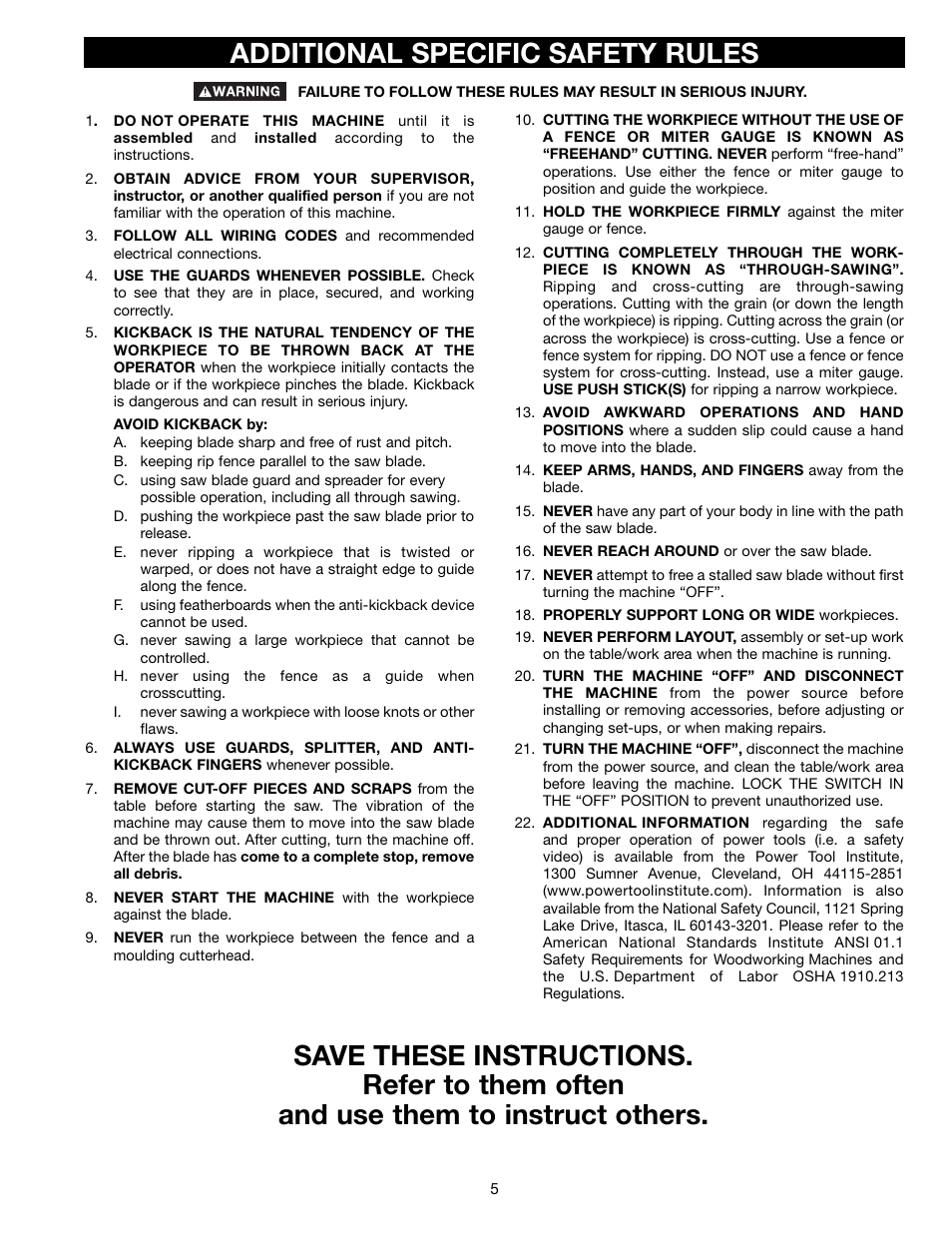 Delta ts200ls User Manual | Page 5 / 27