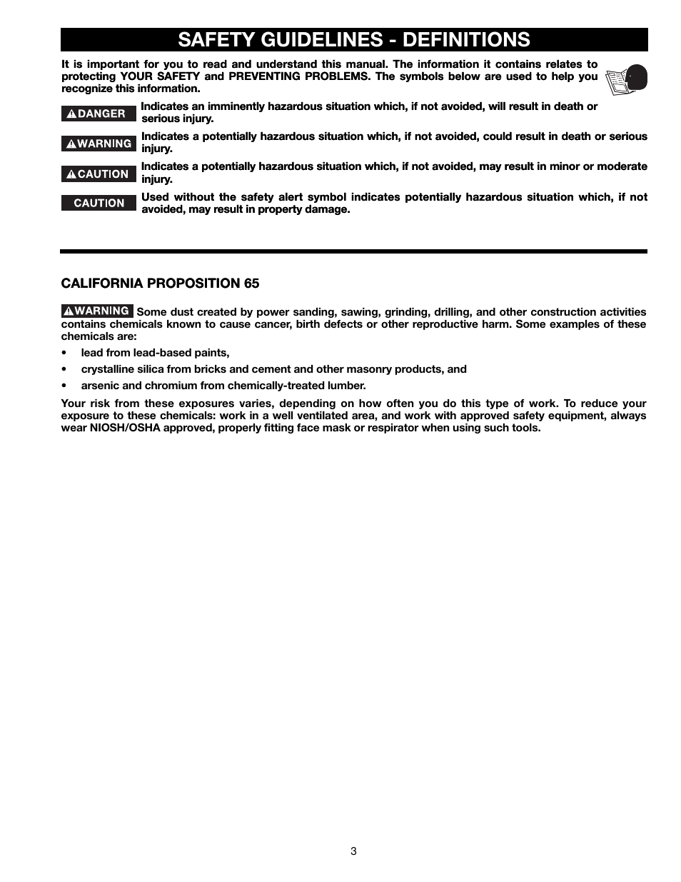 Safety guidelines - definitions | Delta TP305 User Manual | Page 3 / 49