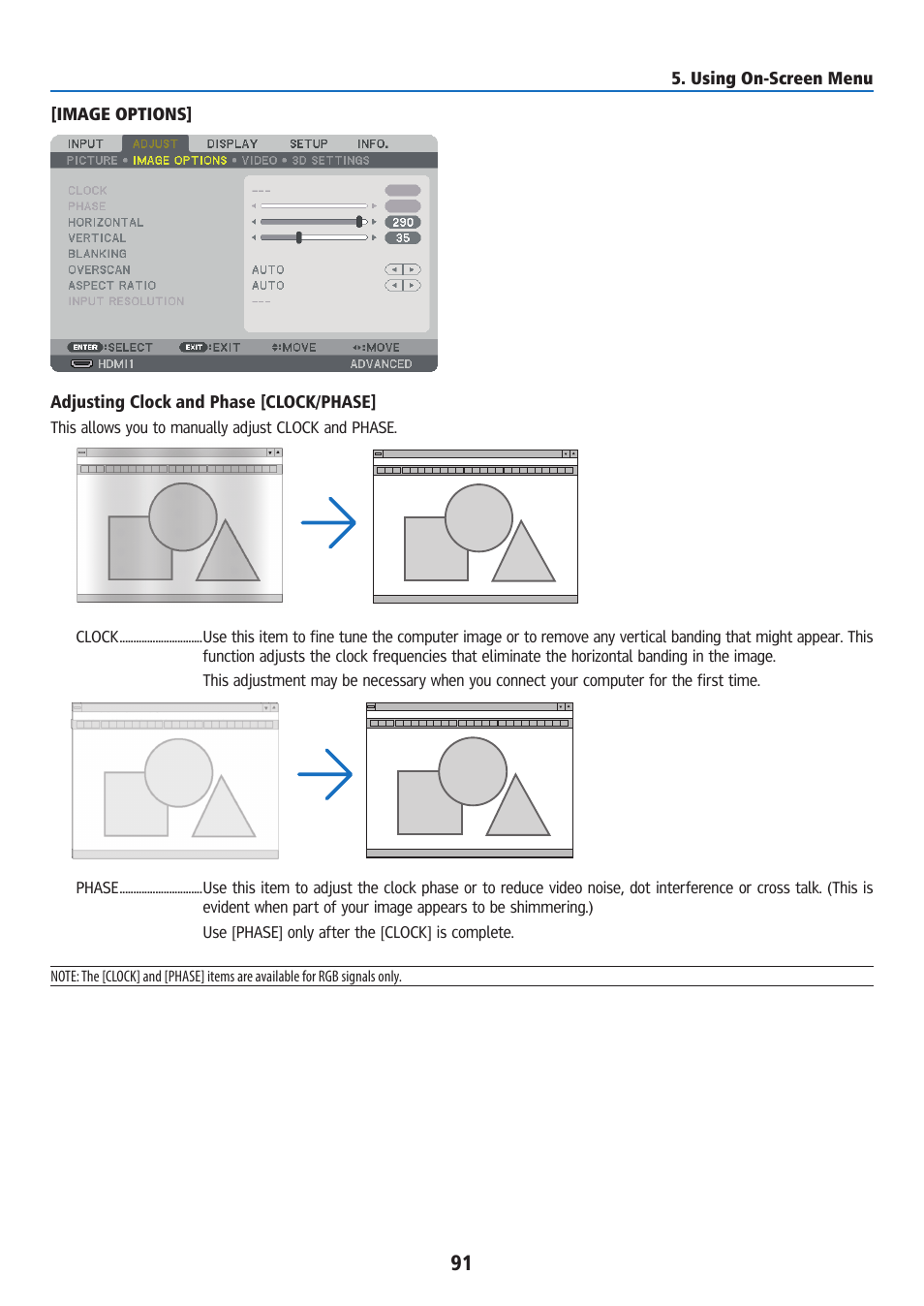 Image options | Ricoh PJ WU6181N 6200-Lumen WUXGA LCD Projector (No Lens) User Manual | Page 106 / 268