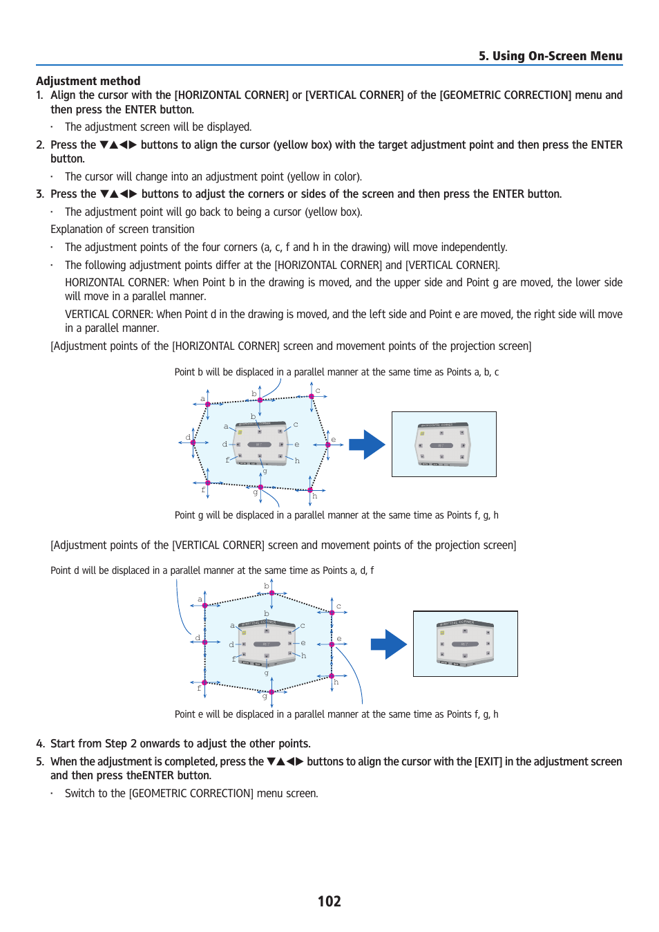 Using on-screen menu | Ricoh PJ WU6181N 6200-Lumen WUXGA LCD Projector (No Lens) User Manual | Page 117 / 268
