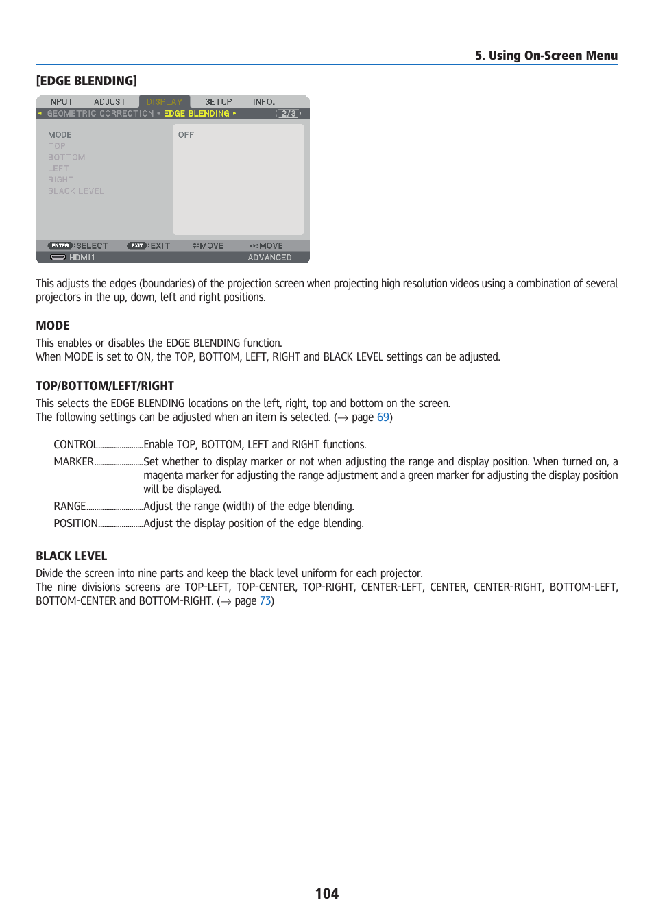 Edge blending | Ricoh PJ WU6181N 6200-Lumen WUXGA LCD Projector (No Lens) User Manual | Page 119 / 268