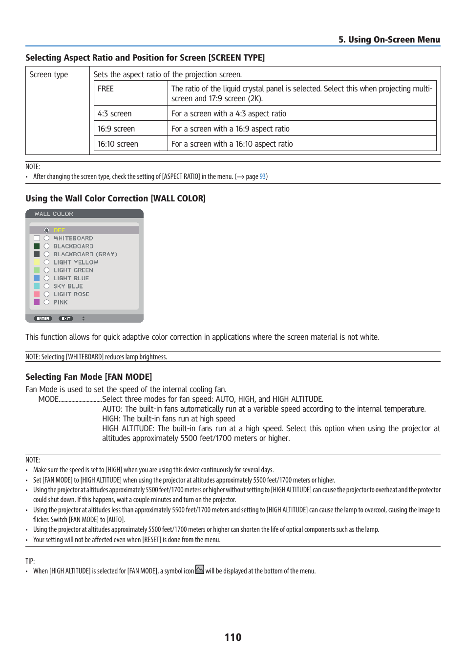 Ricoh PJ WU6181N 6200-Lumen WUXGA LCD Projector (No Lens) User Manual | Page 125 / 268