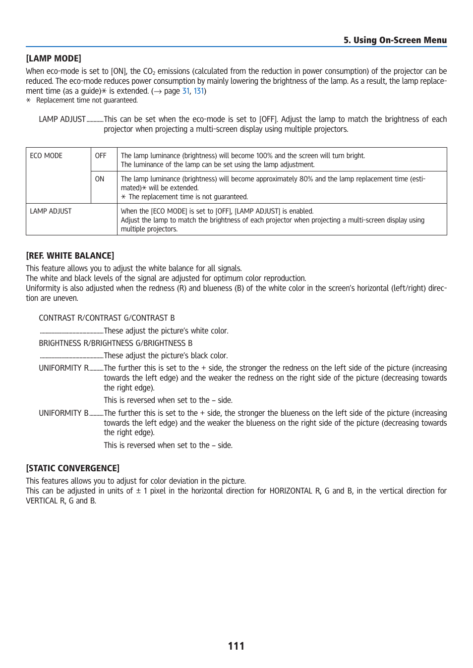 Ricoh PJ WU6181N 6200-Lumen WUXGA LCD Projector (No Lens) User Manual | Page 126 / 268