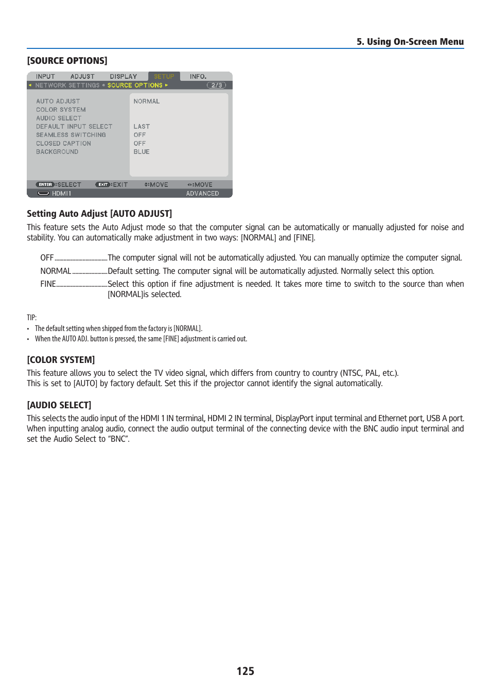 Source options | Ricoh PJ WU6181N 6200-Lumen WUXGA LCD Projector (No Lens) User Manual | Page 140 / 268