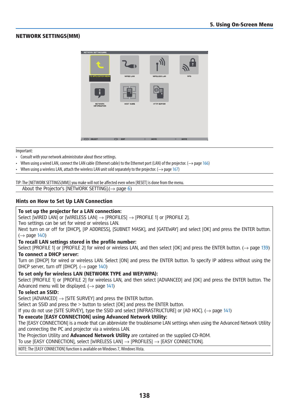 Network settings(mm) | Ricoh PJ WU6181N 6200-Lumen WUXGA LCD Projector (No Lens) User Manual | Page 153 / 268