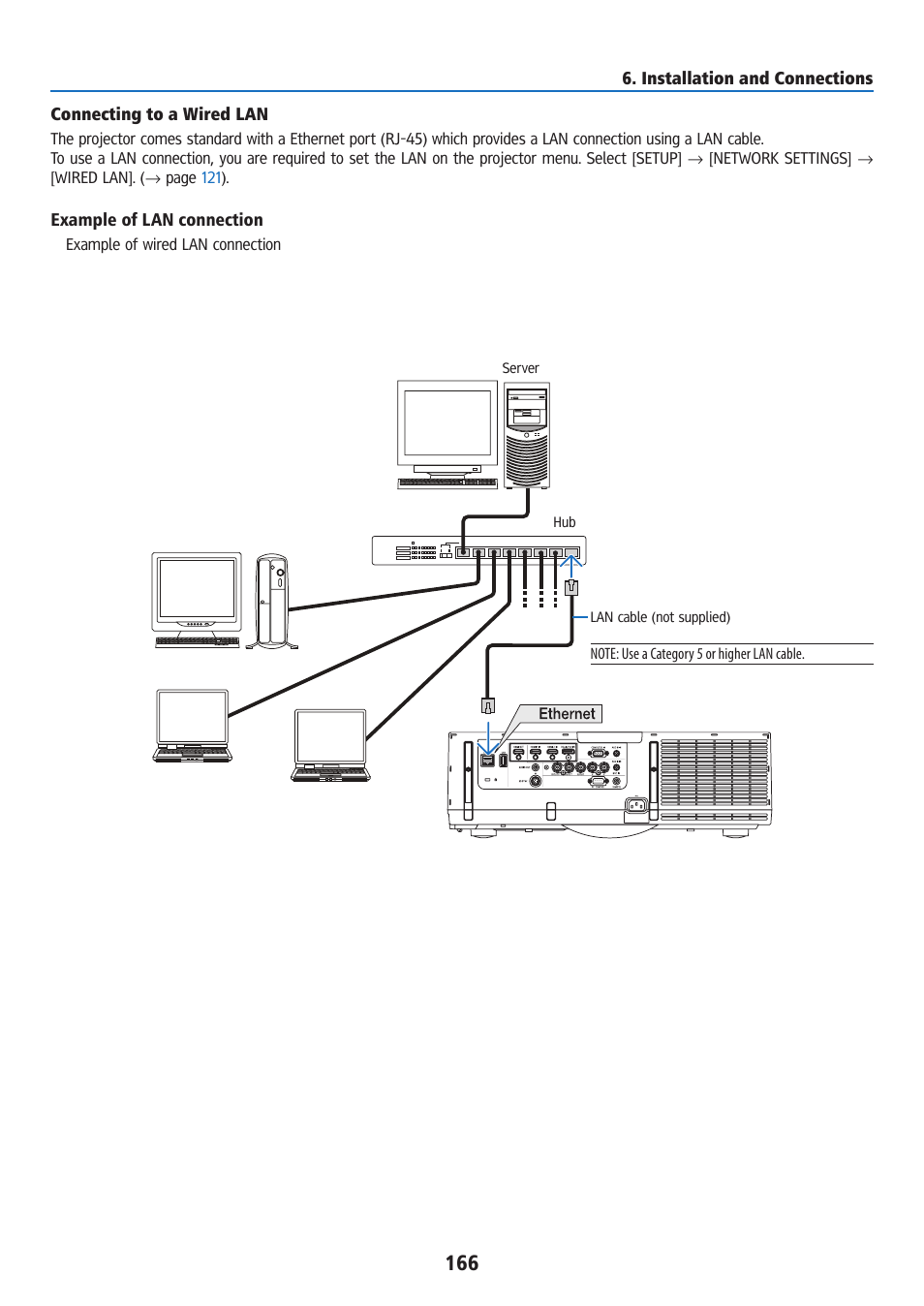 Connecting to a wired lan | Ricoh PJ WU6181N 6200-Lumen WUXGA LCD Projector (No Lens) User Manual | Page 181 / 268