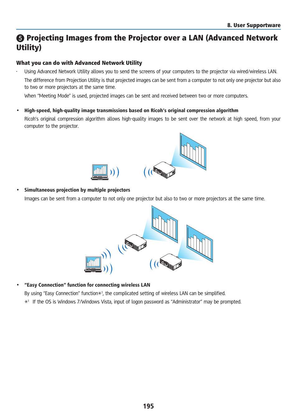 What you can do with advanced network utility | Ricoh PJ WU6181N 6200-Lumen WUXGA LCD Projector (No Lens) User Manual | Page 210 / 268
