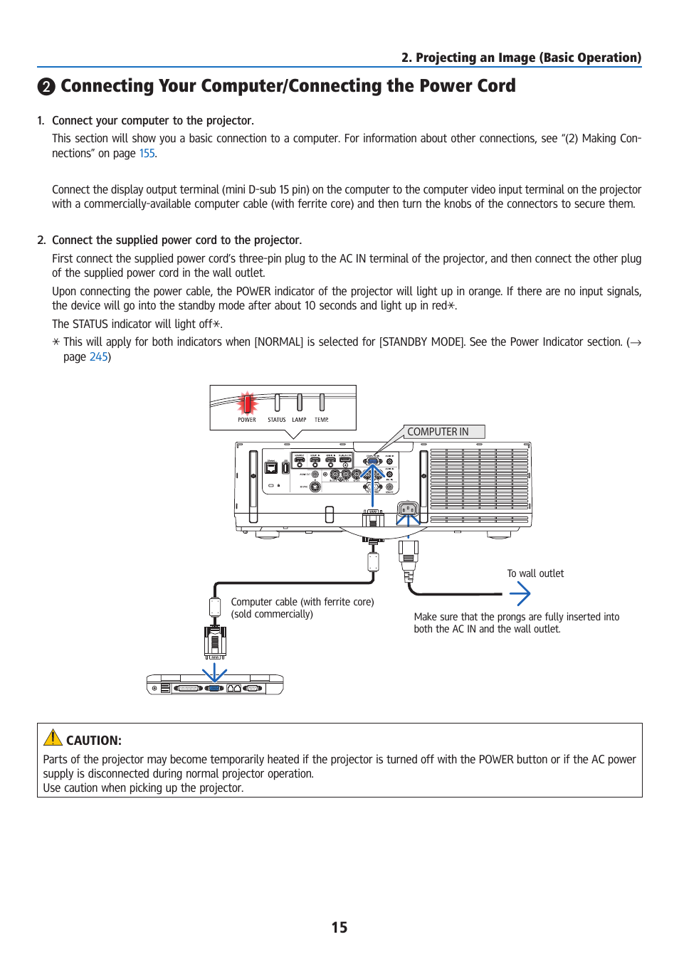 Connecting your computer/connecting the power cord | Ricoh PJ WU6181N 6200-Lumen WUXGA LCD Projector (No Lens) User Manual | Page 30 / 268