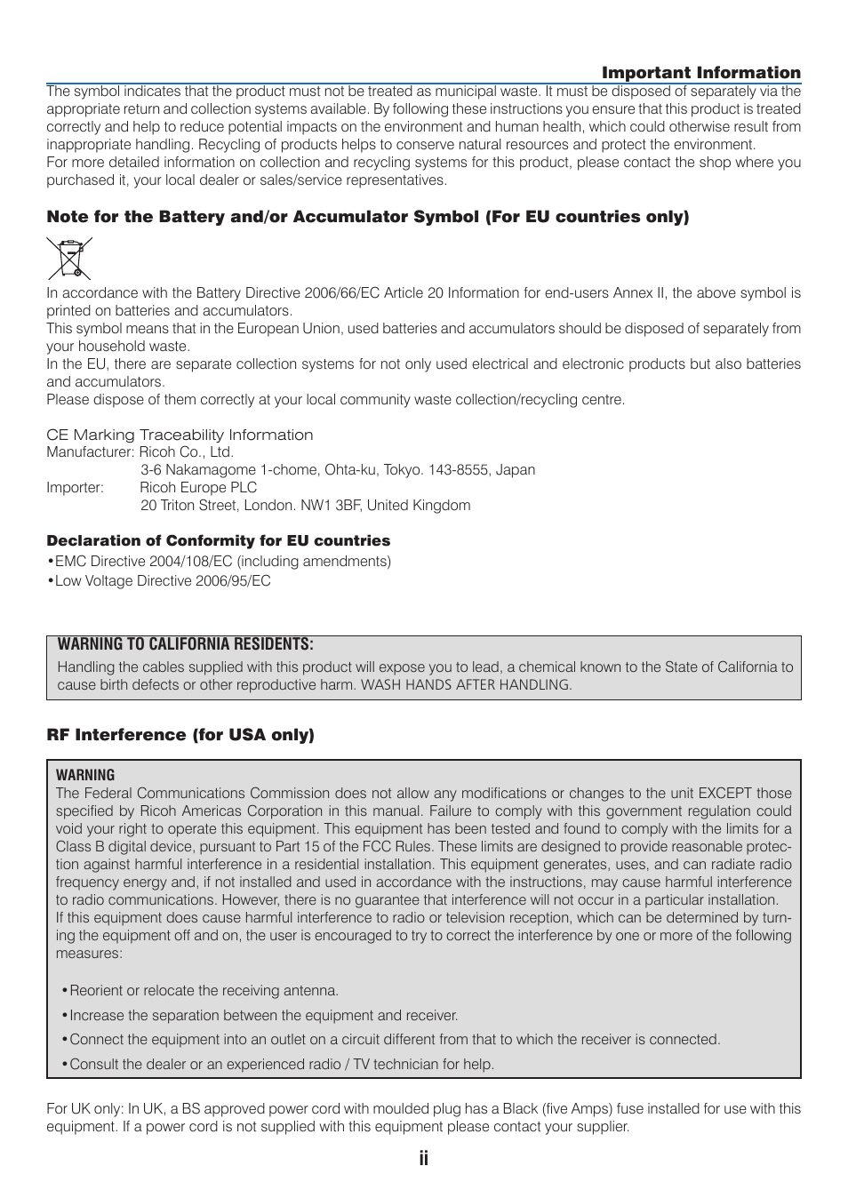 Ricoh PJ WU6181N 6200-Lumen WUXGA LCD Projector (No Lens) User Manual | Page 4 / 268