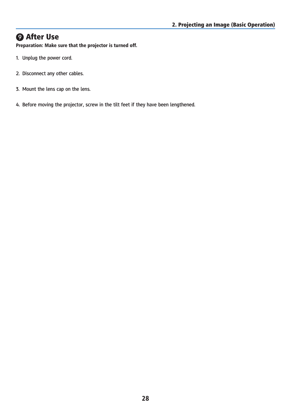After use | Ricoh PJ WU6181N 6200-Lumen WUXGA LCD Projector (No Lens) User Manual | Page 43 / 268
