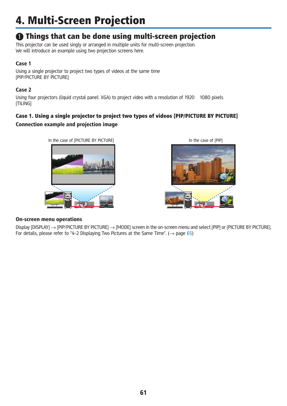 Multi-screen projection | Ricoh PJ WU6181N 6200-Lumen WUXGA LCD Projector (No Lens) User Manual | Page 76 / 268