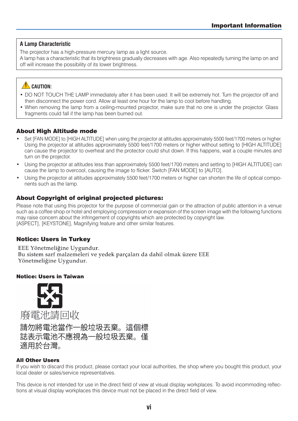 Ricoh PJ WU6181N 6200-Lumen WUXGA LCD Projector (No Lens) User Manual | Page 8 / 268