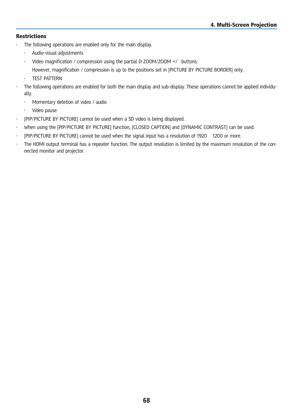 Restrictions | Ricoh PJ WU6181N 6200-Lumen WUXGA LCD Projector (No Lens) User Manual | Page 83 / 268