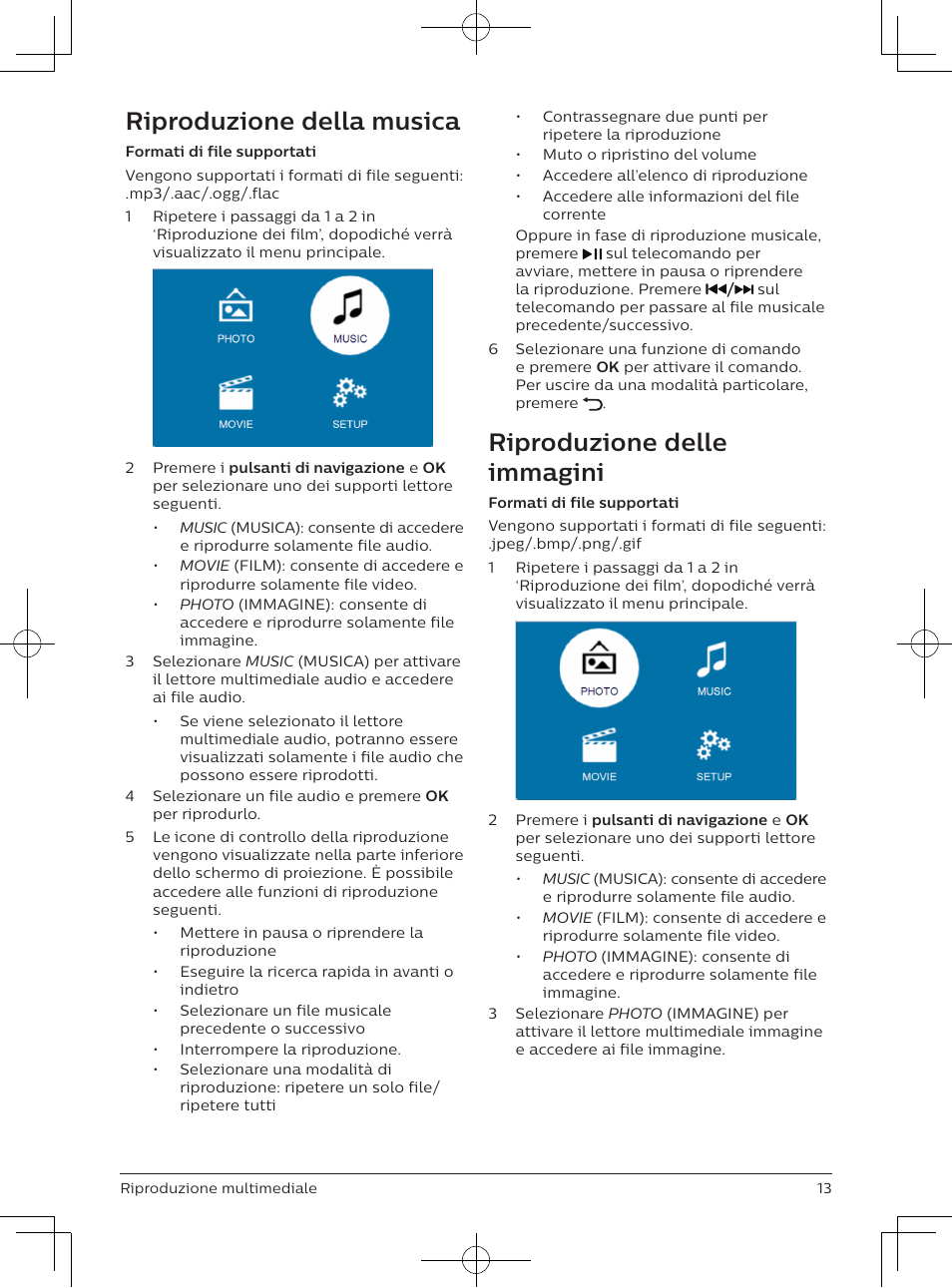 Riproduzione della musica, Riproduzione delle immagini | Philips NeoPix Easy 2+ HD LCD Projector User Manual | Page 101 / 154