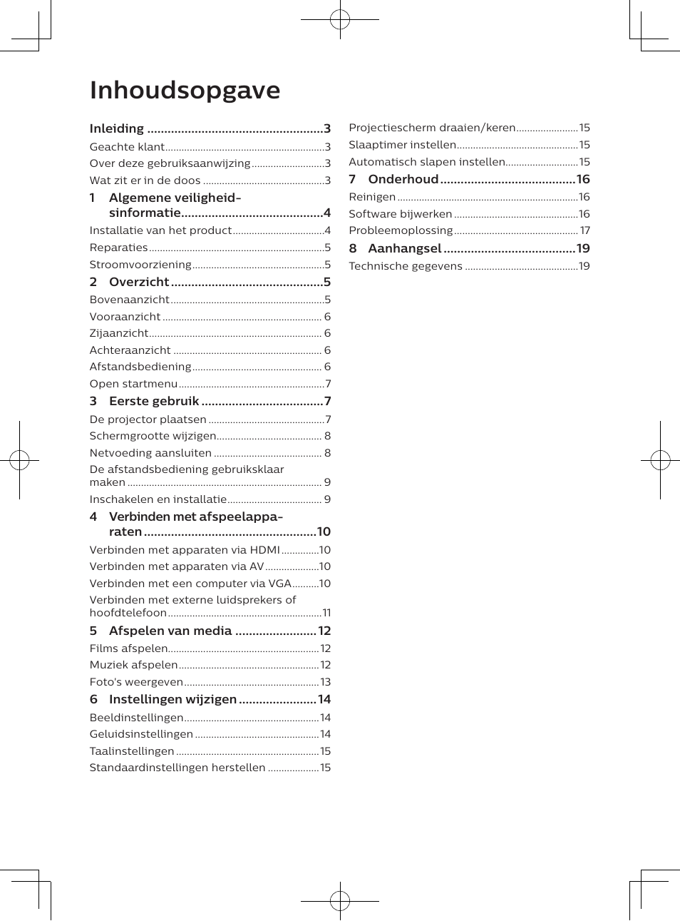 Inhoudsopgave | Philips NeoPix Easy 2+ HD LCD Projector User Manual | Page 112 / 154