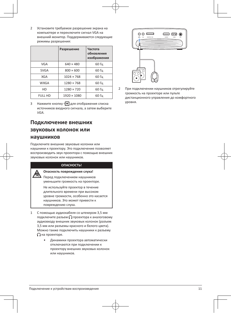 Подключение внешних звуковых колонок или наушников | Philips NeoPix Easy 2+ HD LCD Projector User Manual | Page 143 / 154