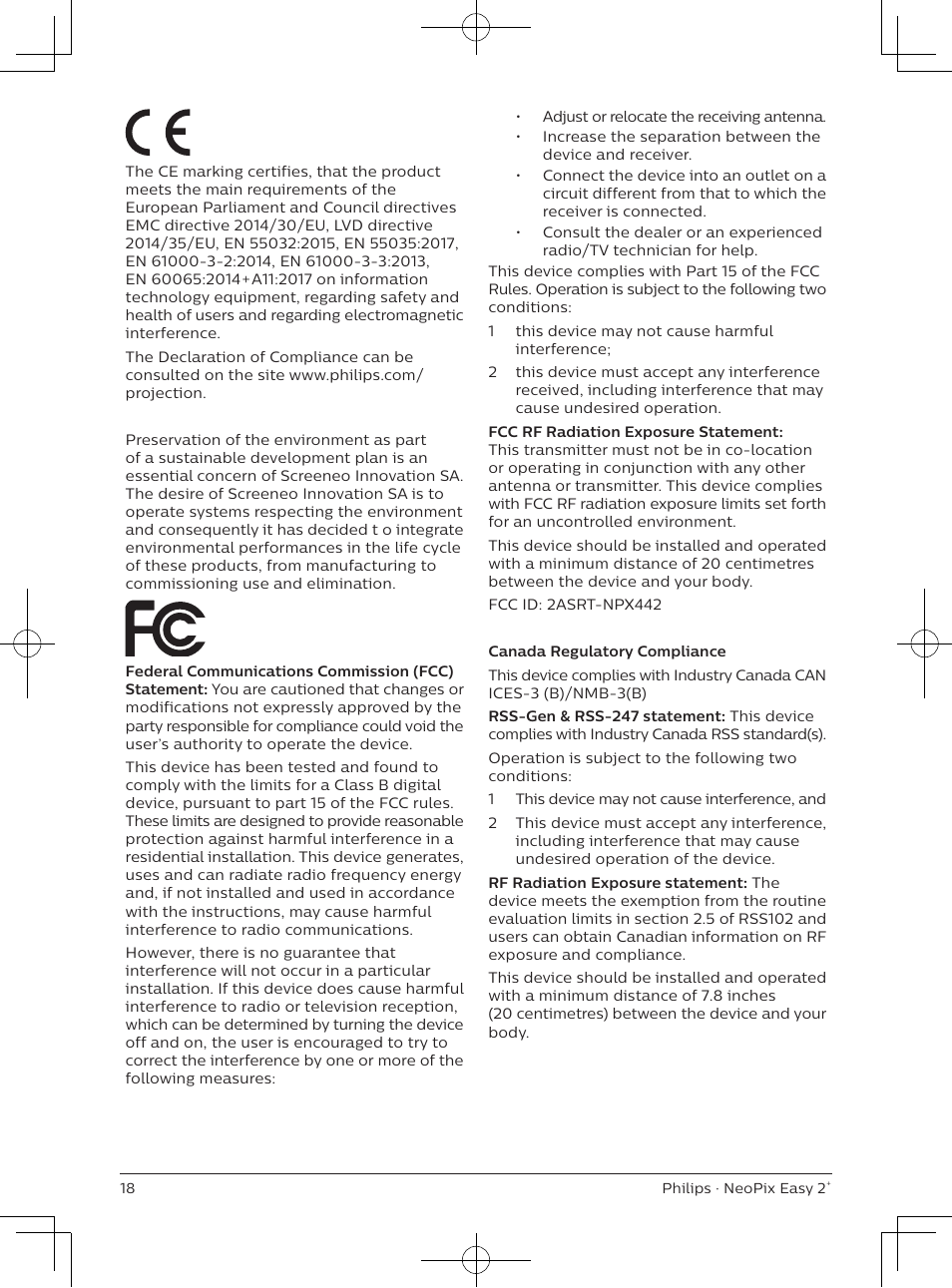 Philips NeoPix Easy 2+ HD LCD Projector User Manual | Page 19 / 154