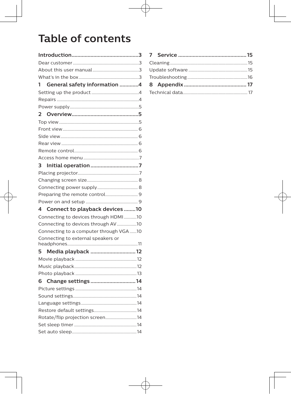 Philips NeoPix Easy 2+ HD LCD Projector User Manual | Page 3 / 154