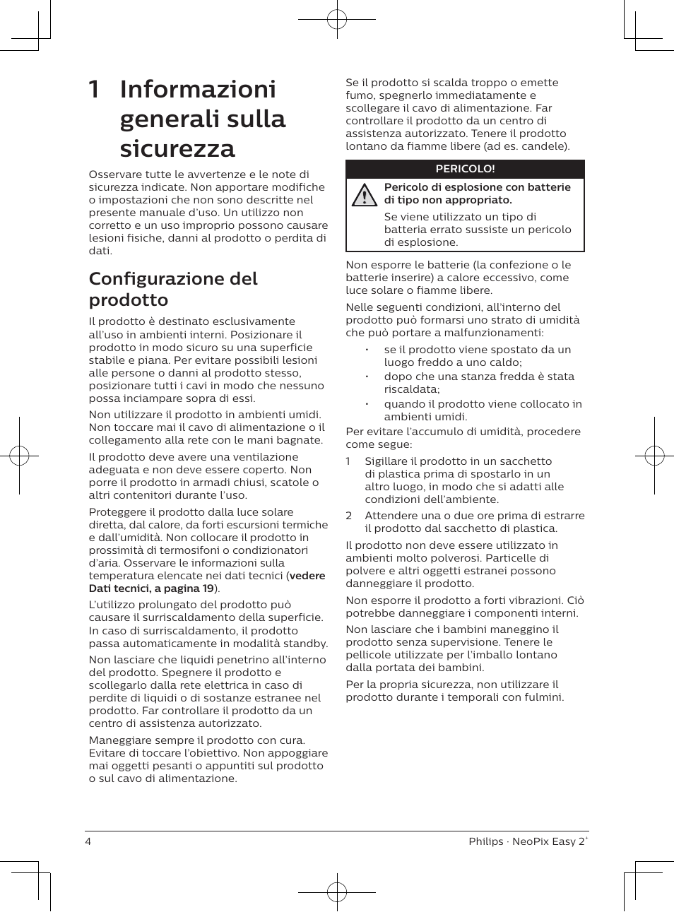 1 informazioni generali sulla sicurezza, Configurazione del prodotto | Philips NeoPix Easy 2+ HD LCD Projector User Manual | Page 92 / 154