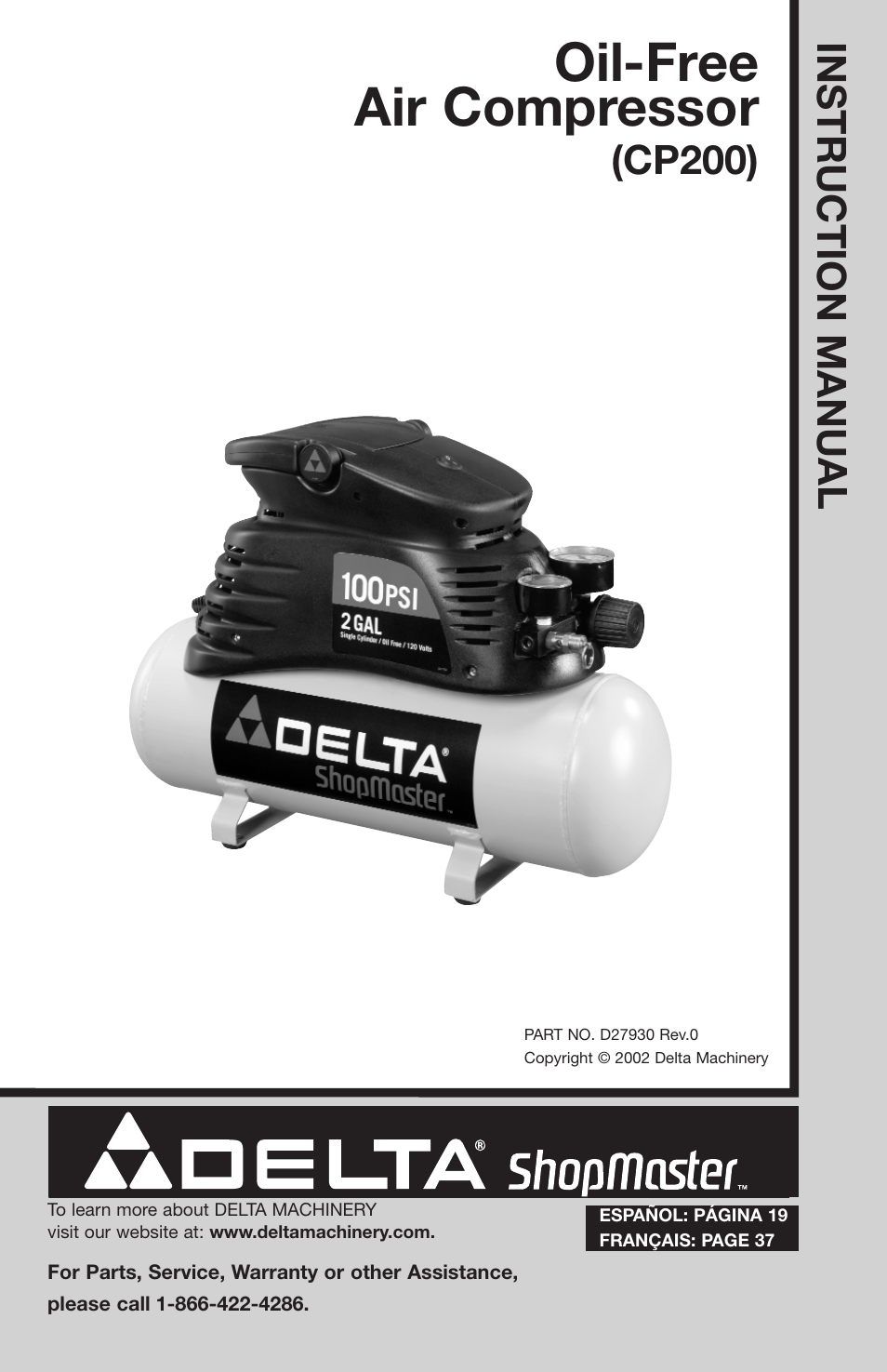 Delta ShopMaster CP200 User Manual | 18 pages