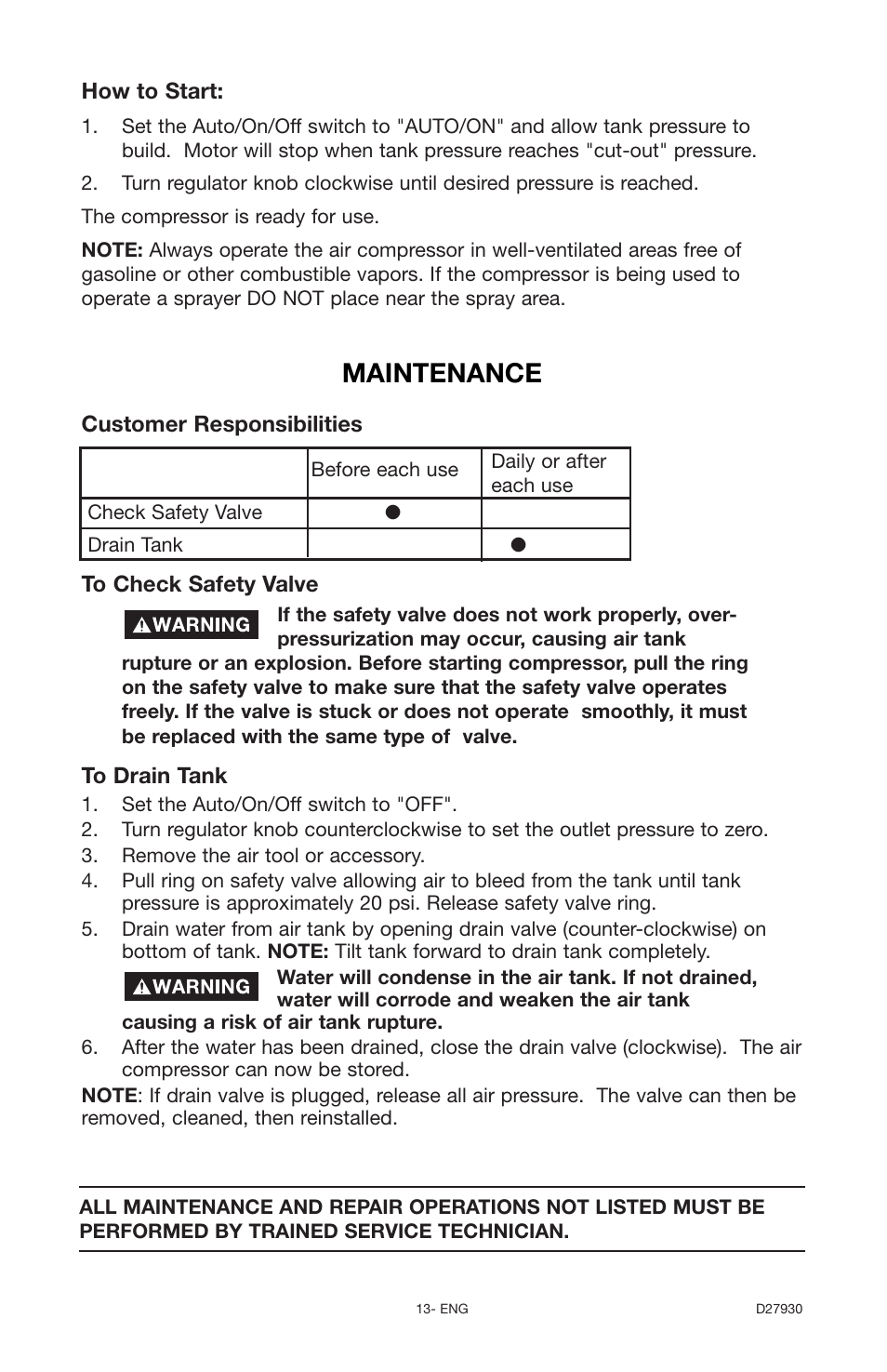 Maintenance | Delta ShopMaster CP200 User Manual | Page 13 / 18