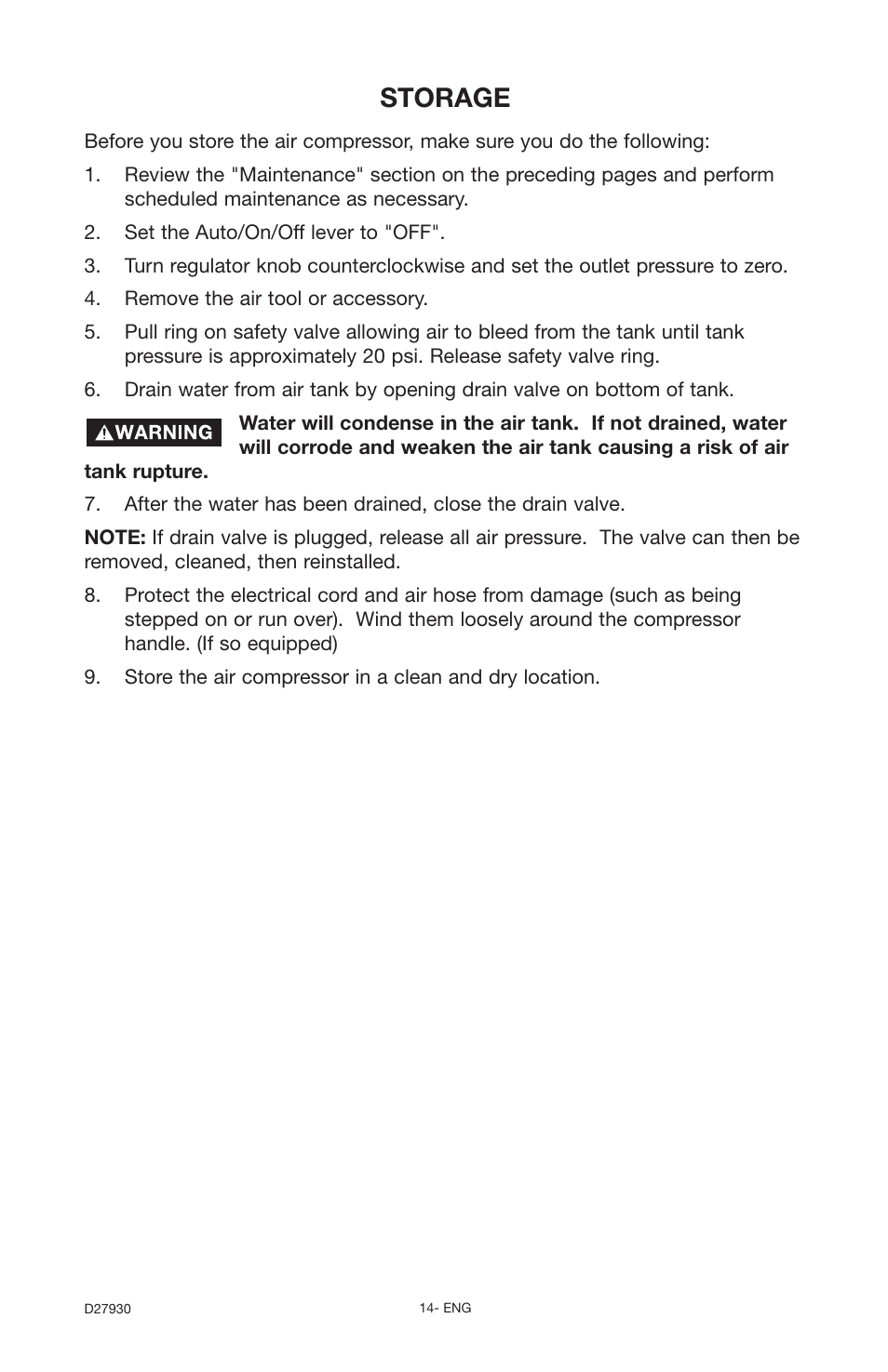 Storage | Delta ShopMaster CP200 User Manual | Page 14 / 18